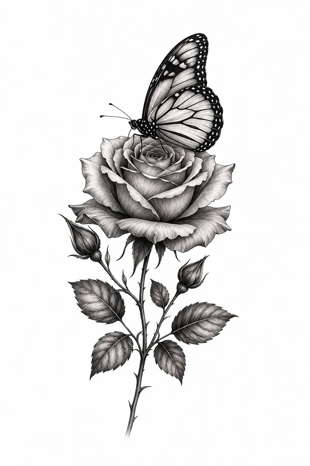 Butterfly Resting on a Rose — rose and butterfly tattoo design style outfit