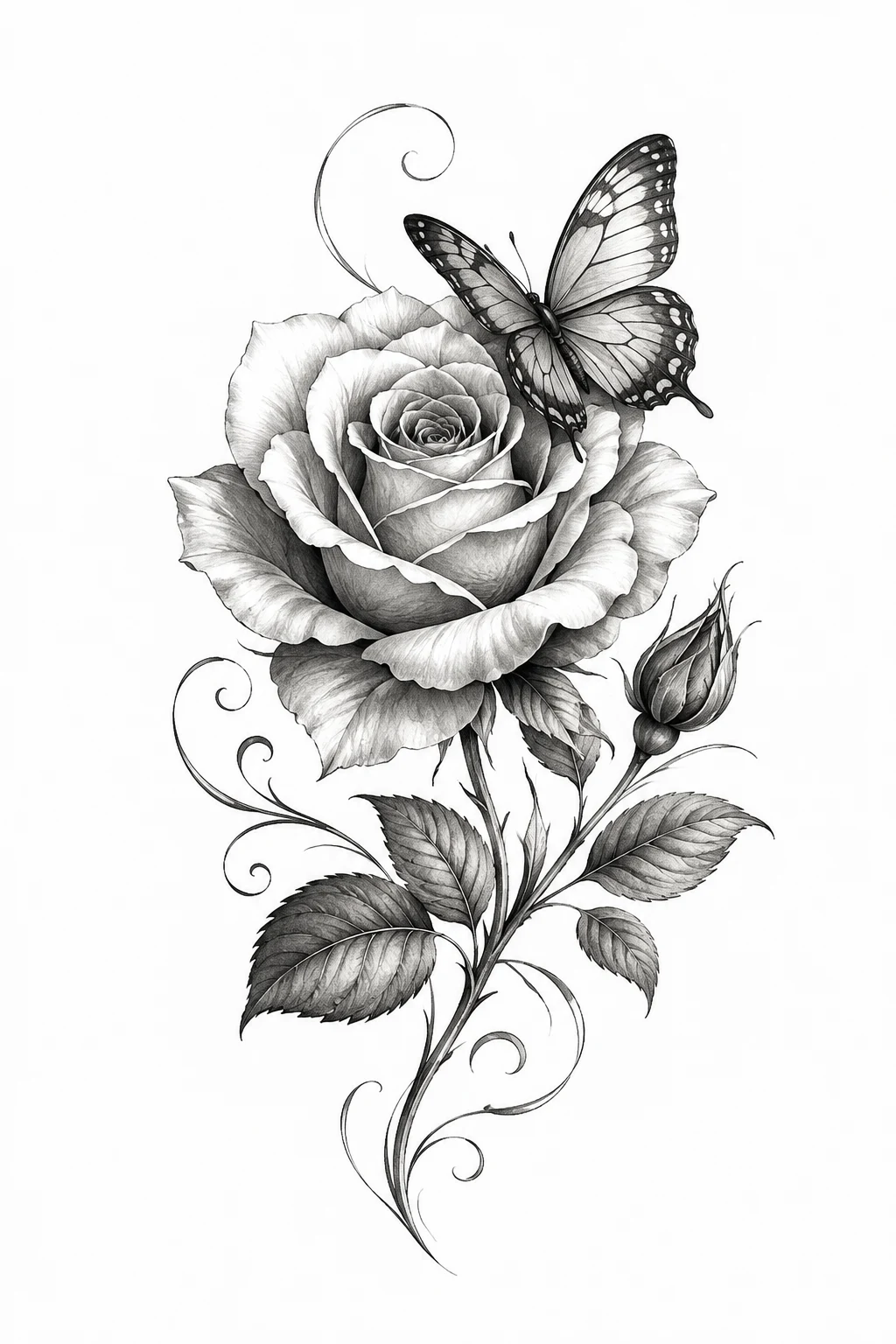 Rose and Butterfly With a Name — rose and butterfly tattoo design style outfit