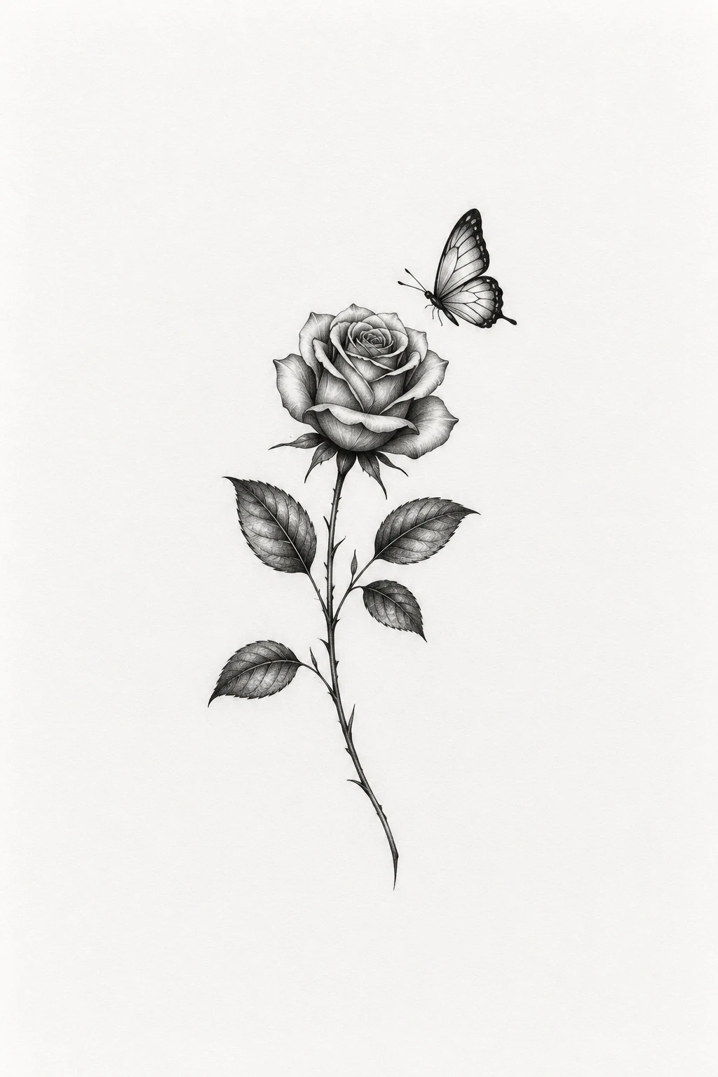 Mini Rose With Tiny Butterfly — rose and butterfly tattoo design style outfit