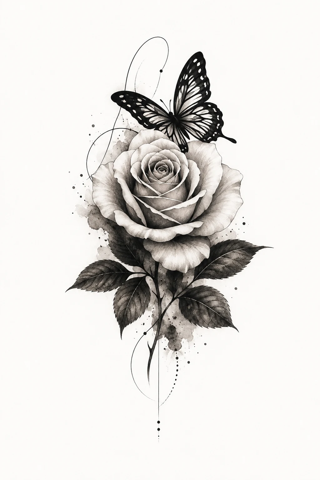 Rose With Butterfly Silhouette — rose and butterfly tattoo design style outfit