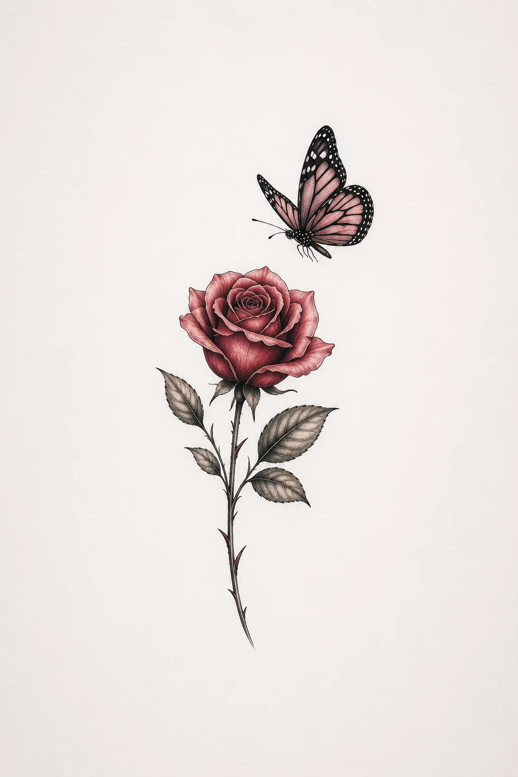Small Rose and Butterfly Tattoo — rose and butterfly tattoo style outfit