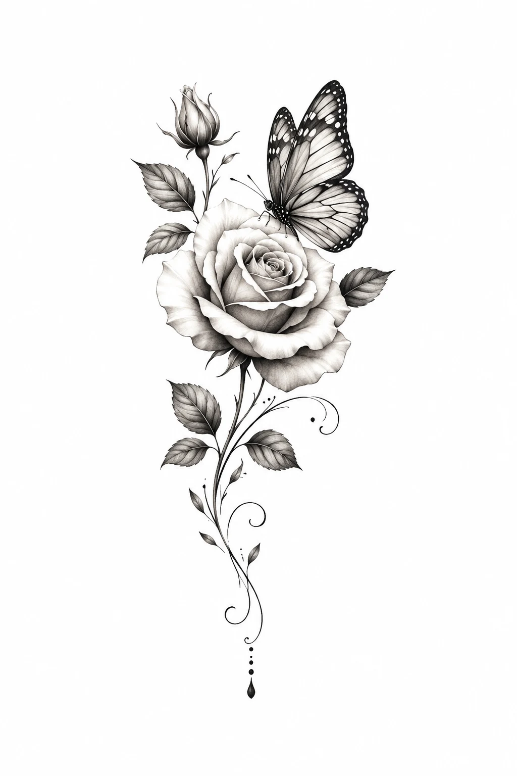 elegant Ankle Design — rose with butterfly tattoo for women style outfit