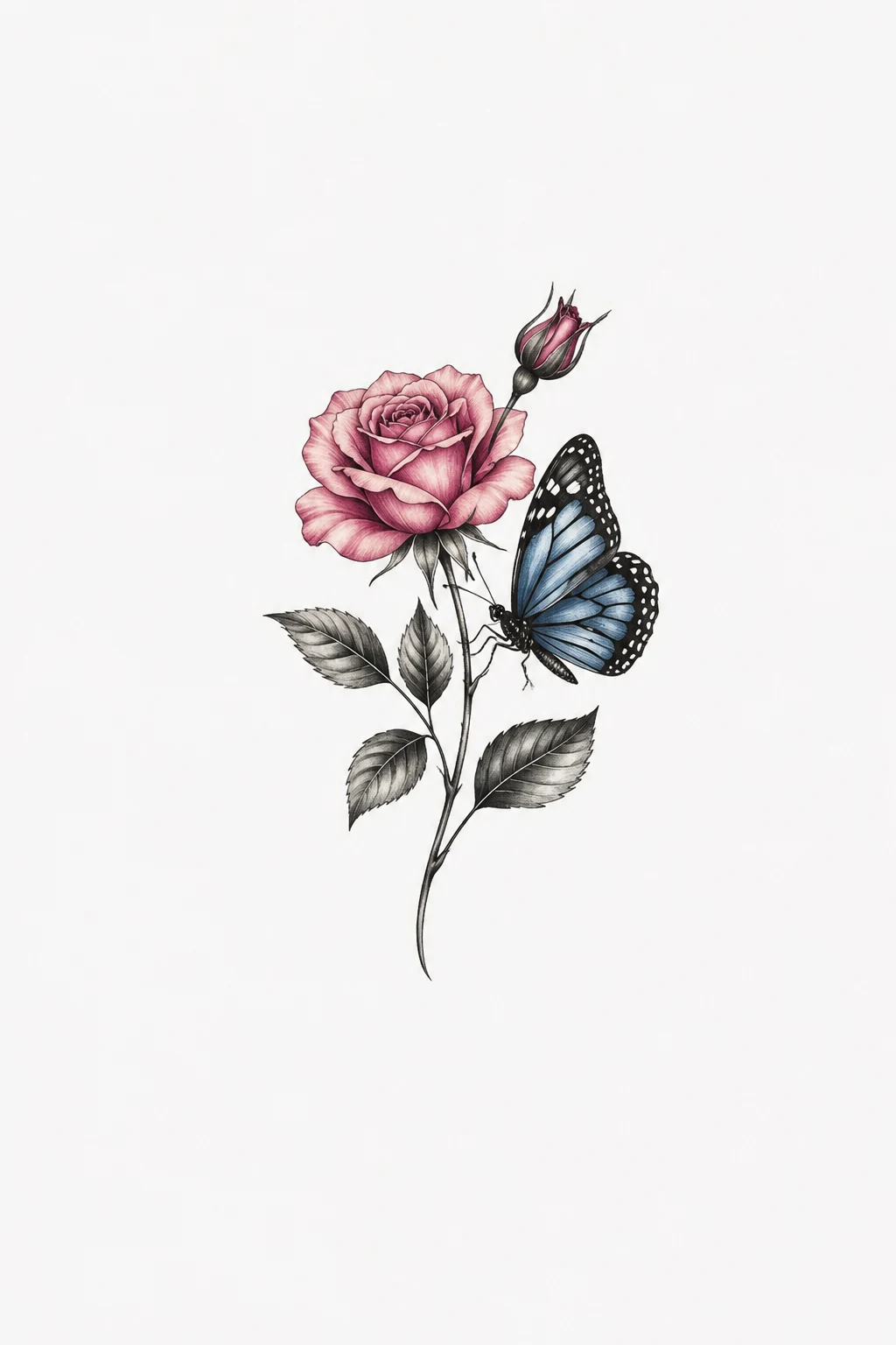 Tiny Wrist Rose Butterfly — rose with butterfly tattoo for women style outfit