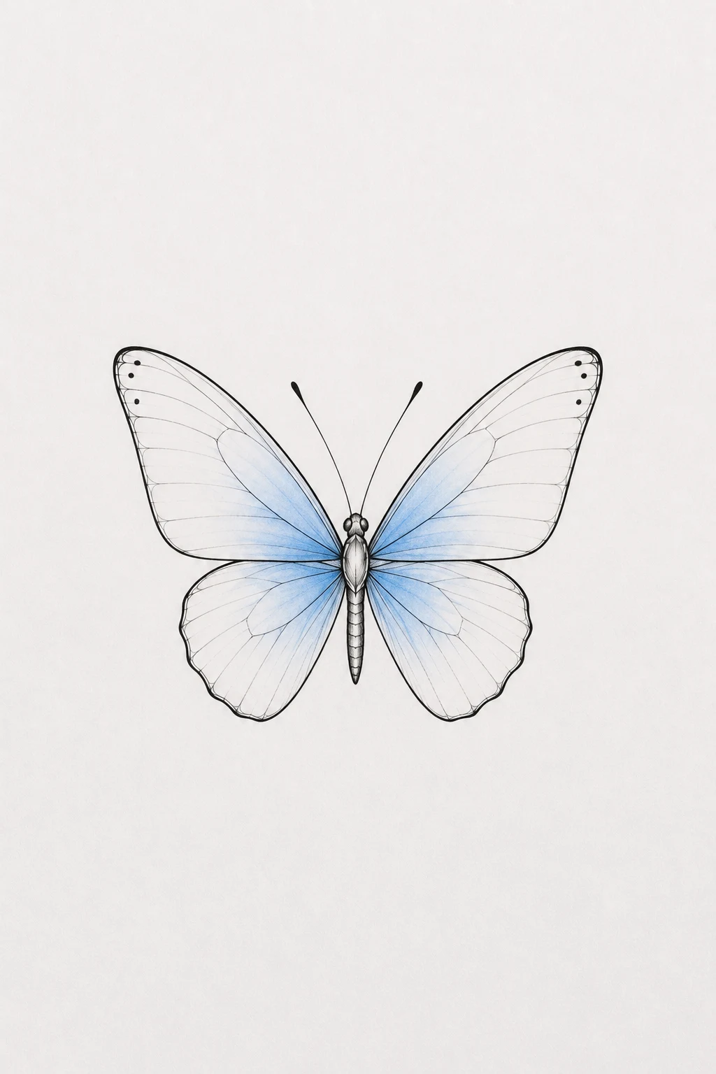 Minimal Blue Butterfly Accent — simple butterfly tattoo style outfit