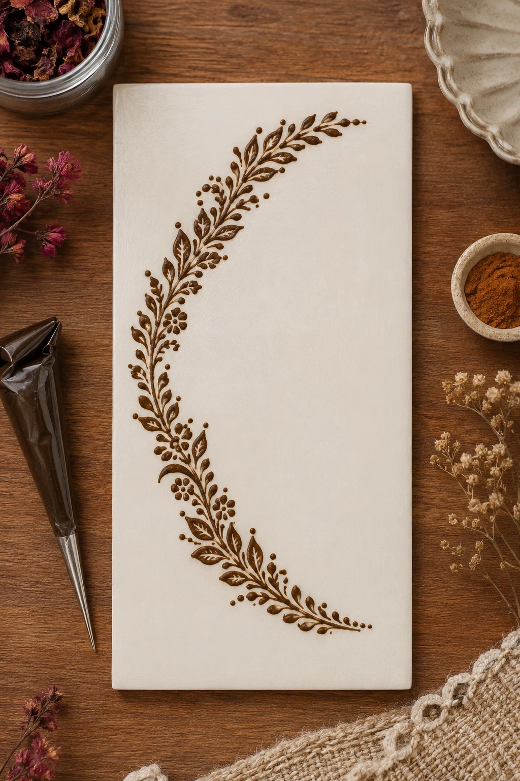 Negative-Space Crescent Vine — simple mehndi designs front hand easy style outfit