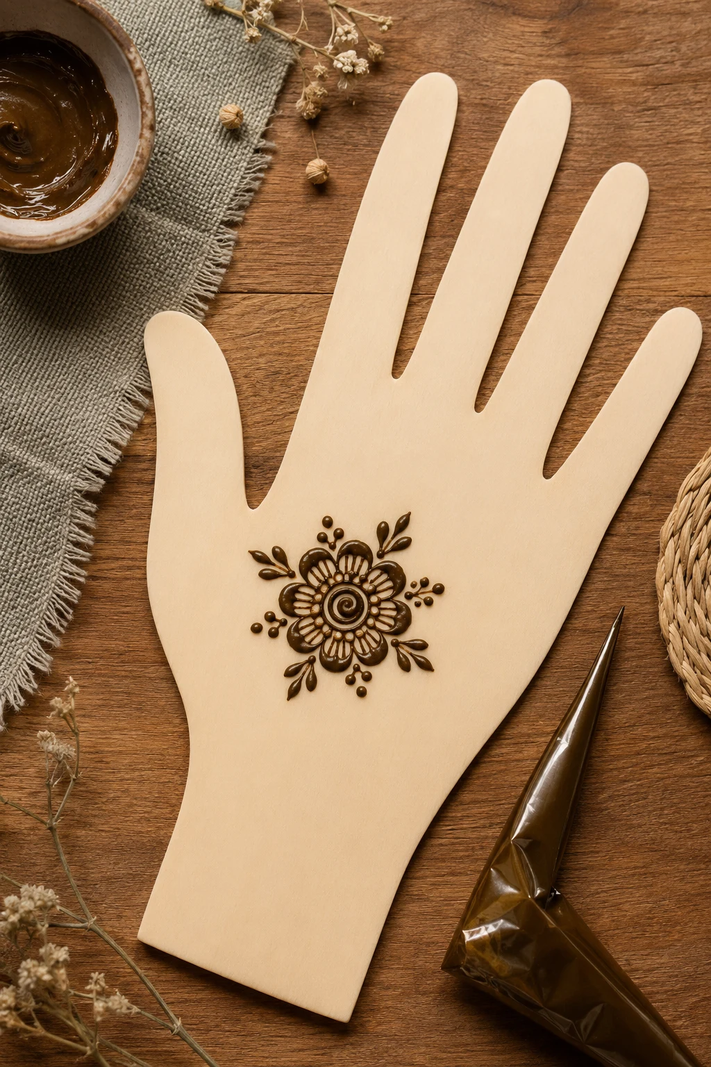 Tiny Floral Palm Center — simple mehndi designs front hand easy style outfit