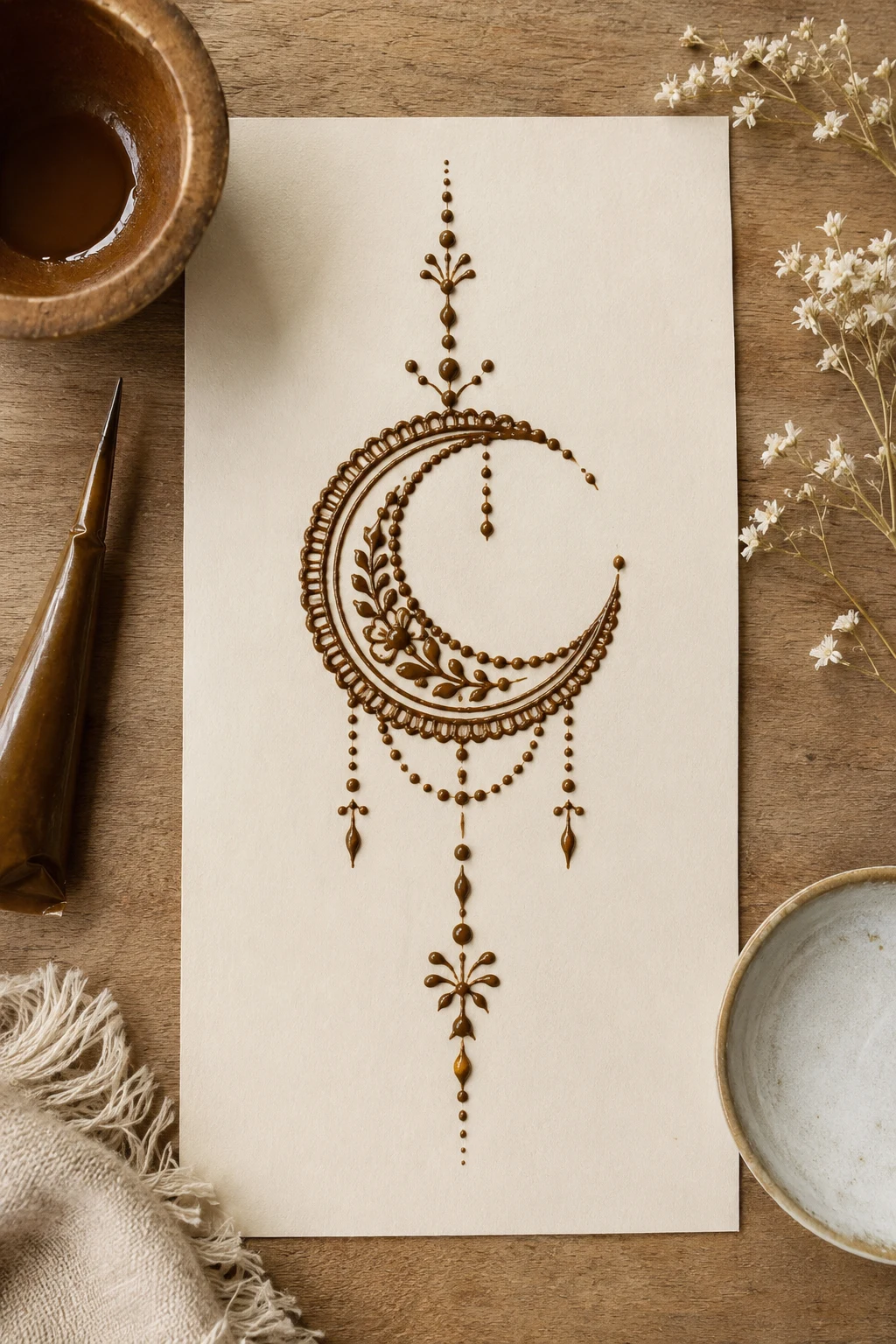 Crescent & Dot Mehndi — simple mehndi designs front hand easy style outfit