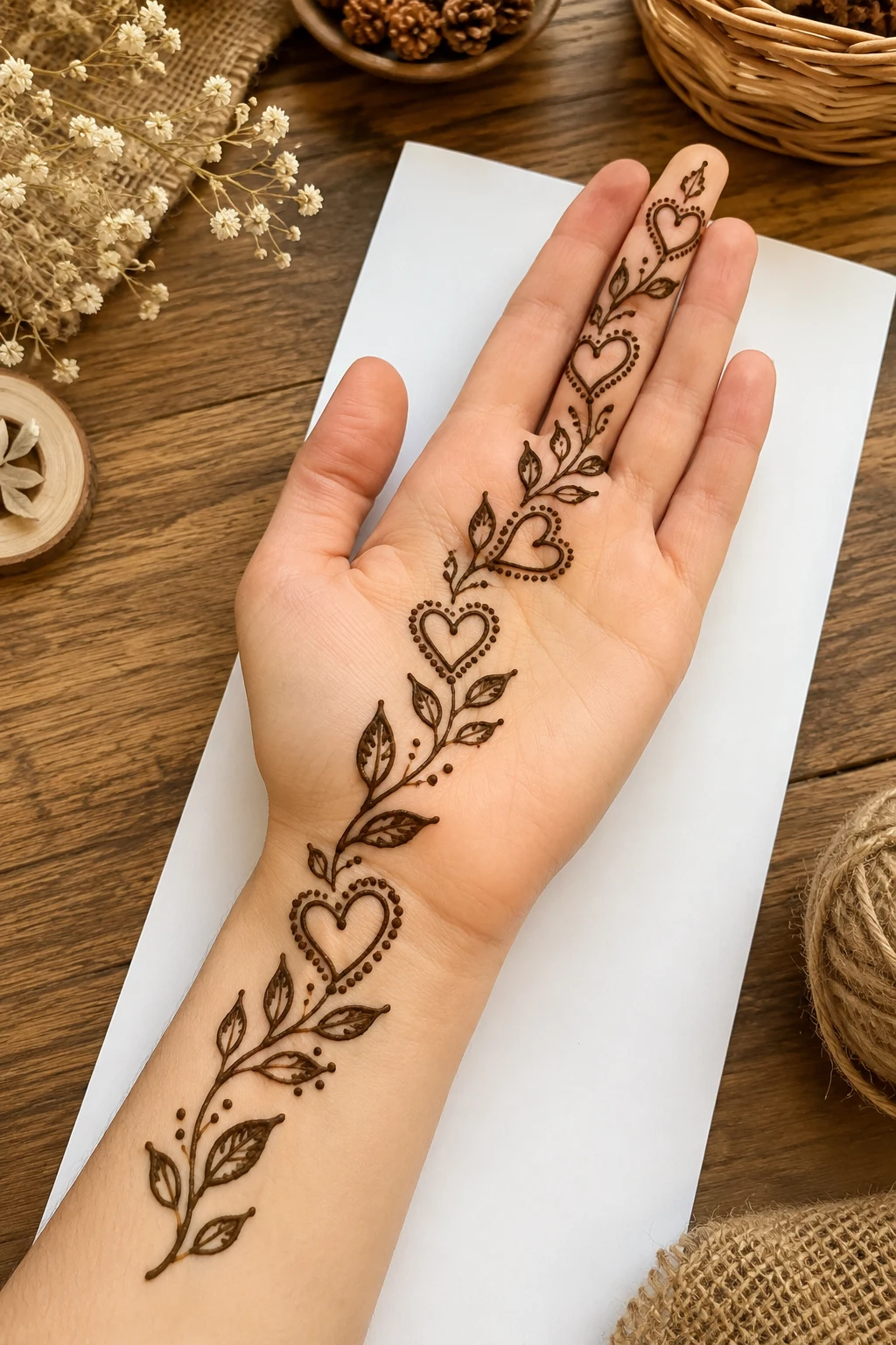 Heart Leaf Mehndi — simple mehndi designs front hand easy style outfit