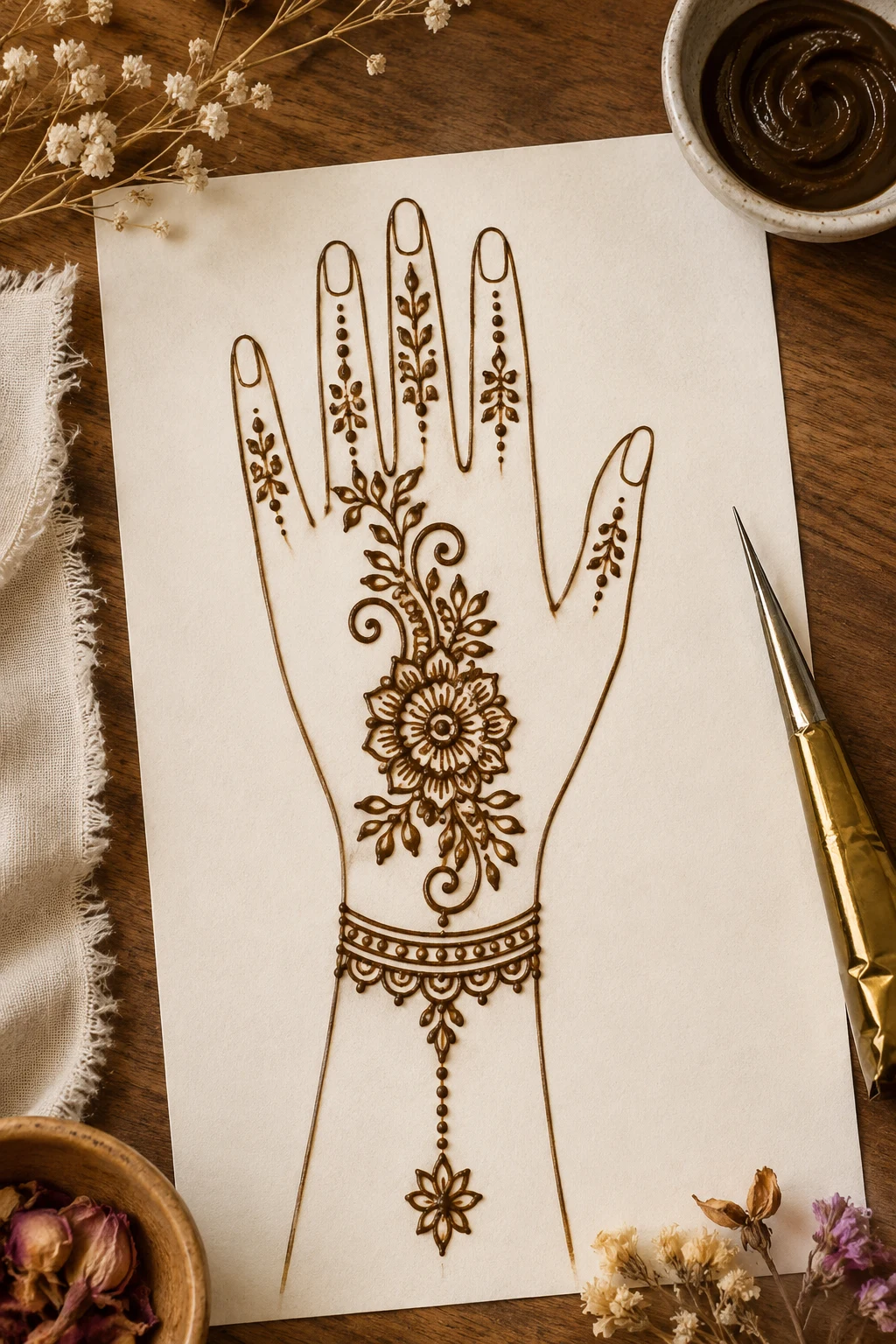 Bracelet Wrist Connection — simple mehndi designs front hand easy style outfit