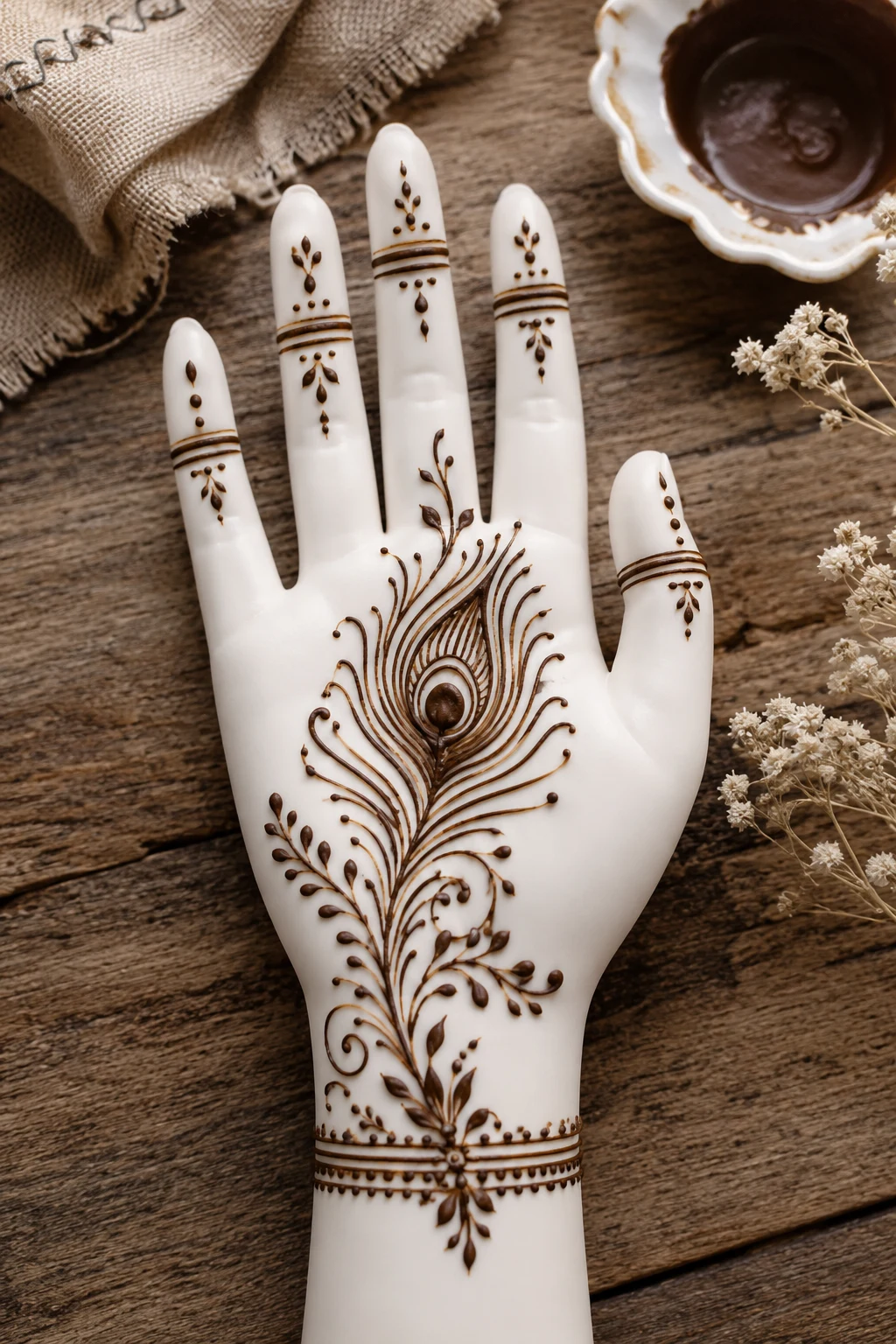 Peacock Feather Accent — simple mehndi designs front hand easy style outfit