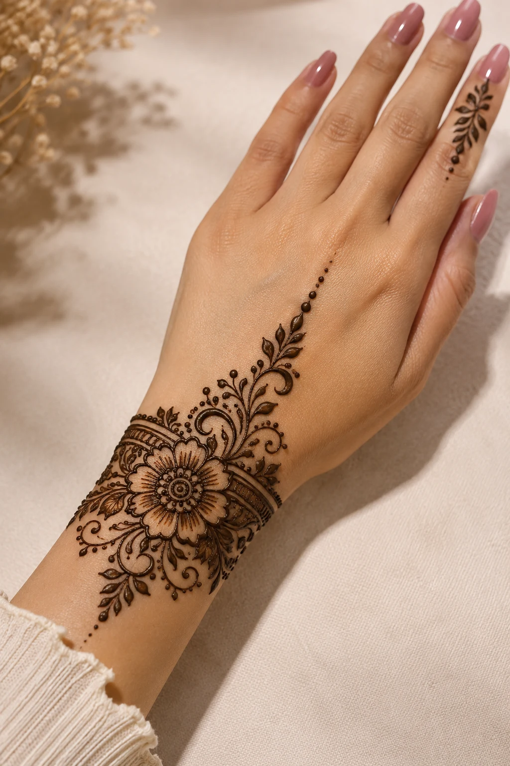 Wrist Cuff Floral — simple mehndi designs style outfit