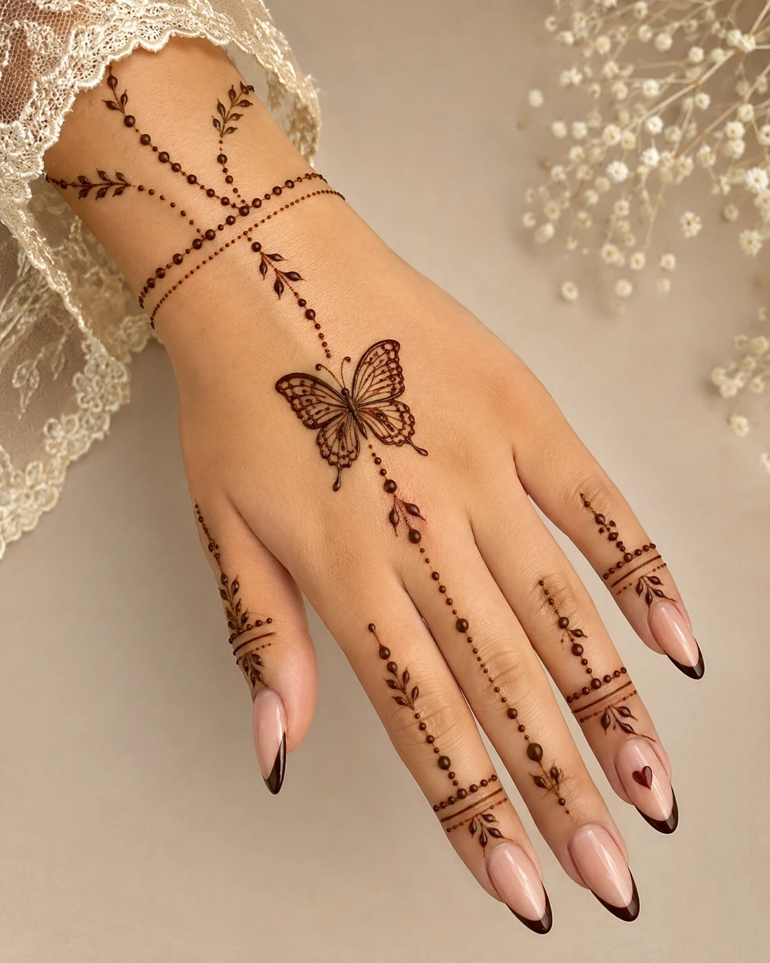 Simple Mehndi Designs for Girls: Butterfly Accent — simple mehndi designs style outfit