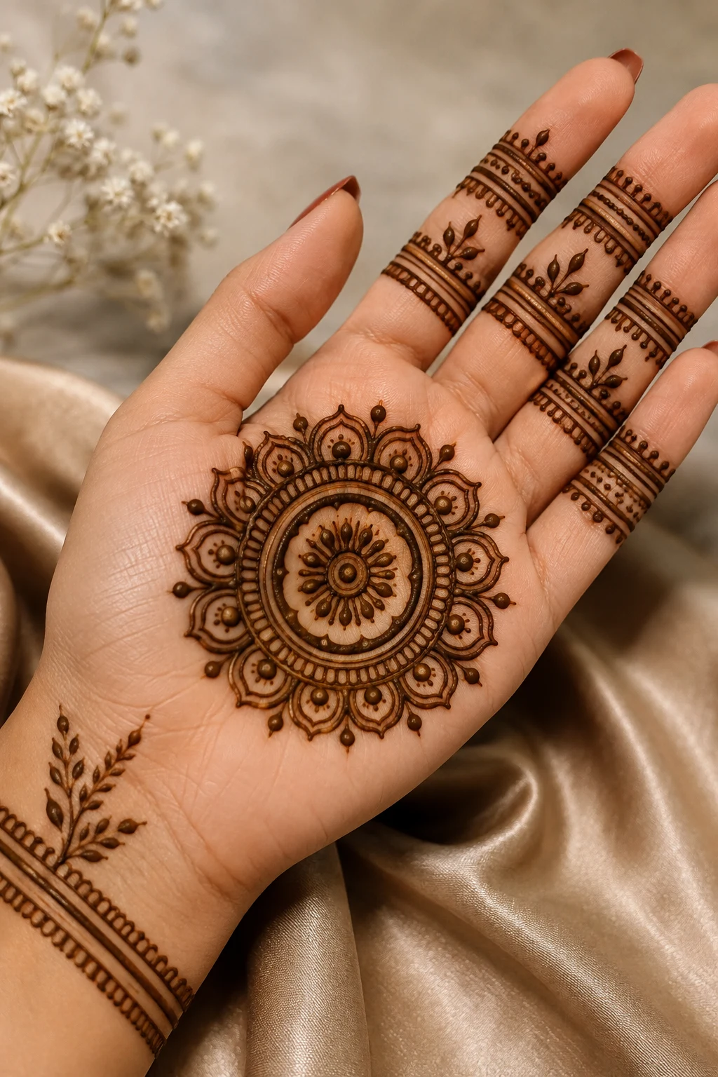 Simple Mehndi Designs Front Hand Mandala — simple mehndi designs style outfit