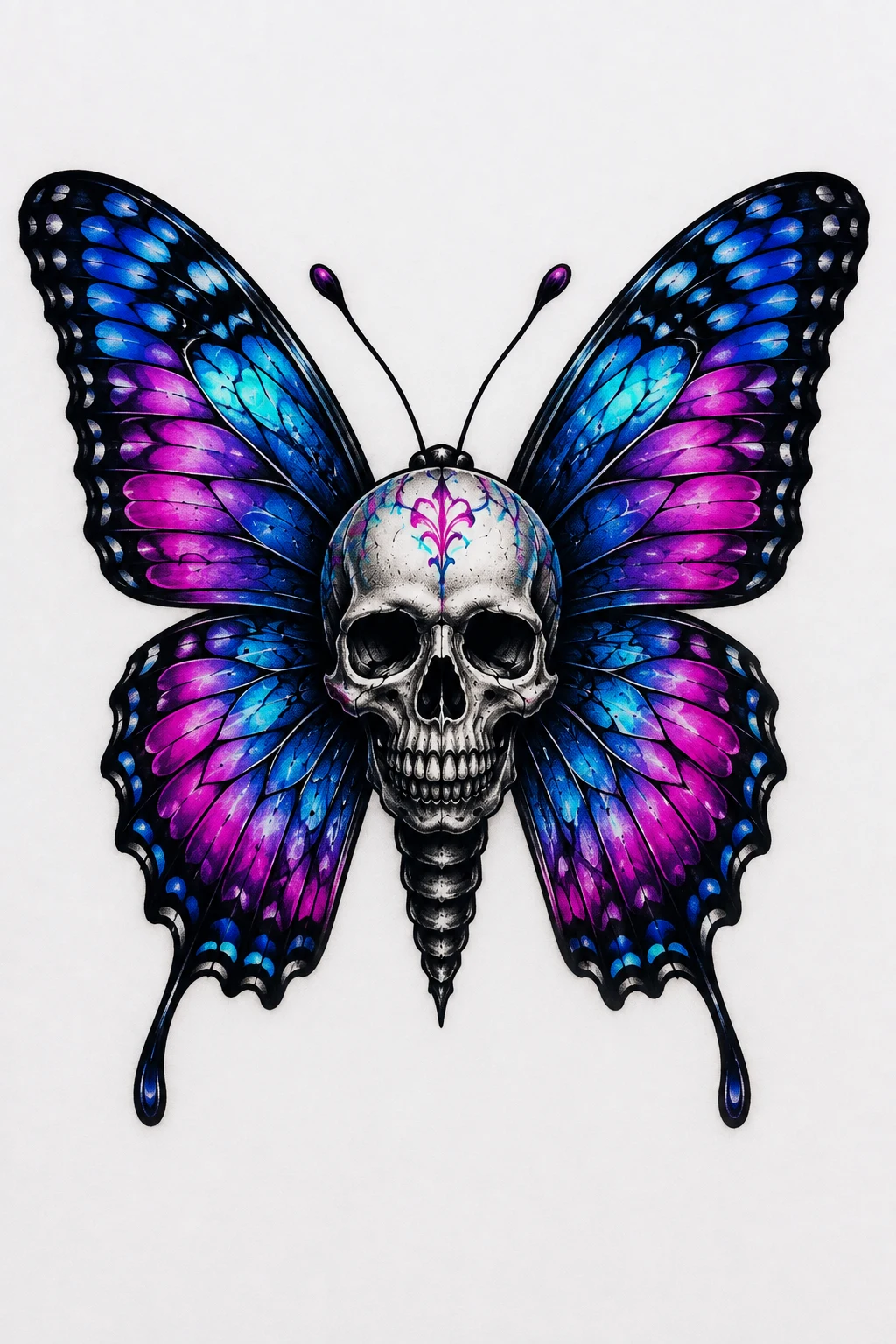 Neon Color Skull Butterfly — skull butterfly tattoo style outfit