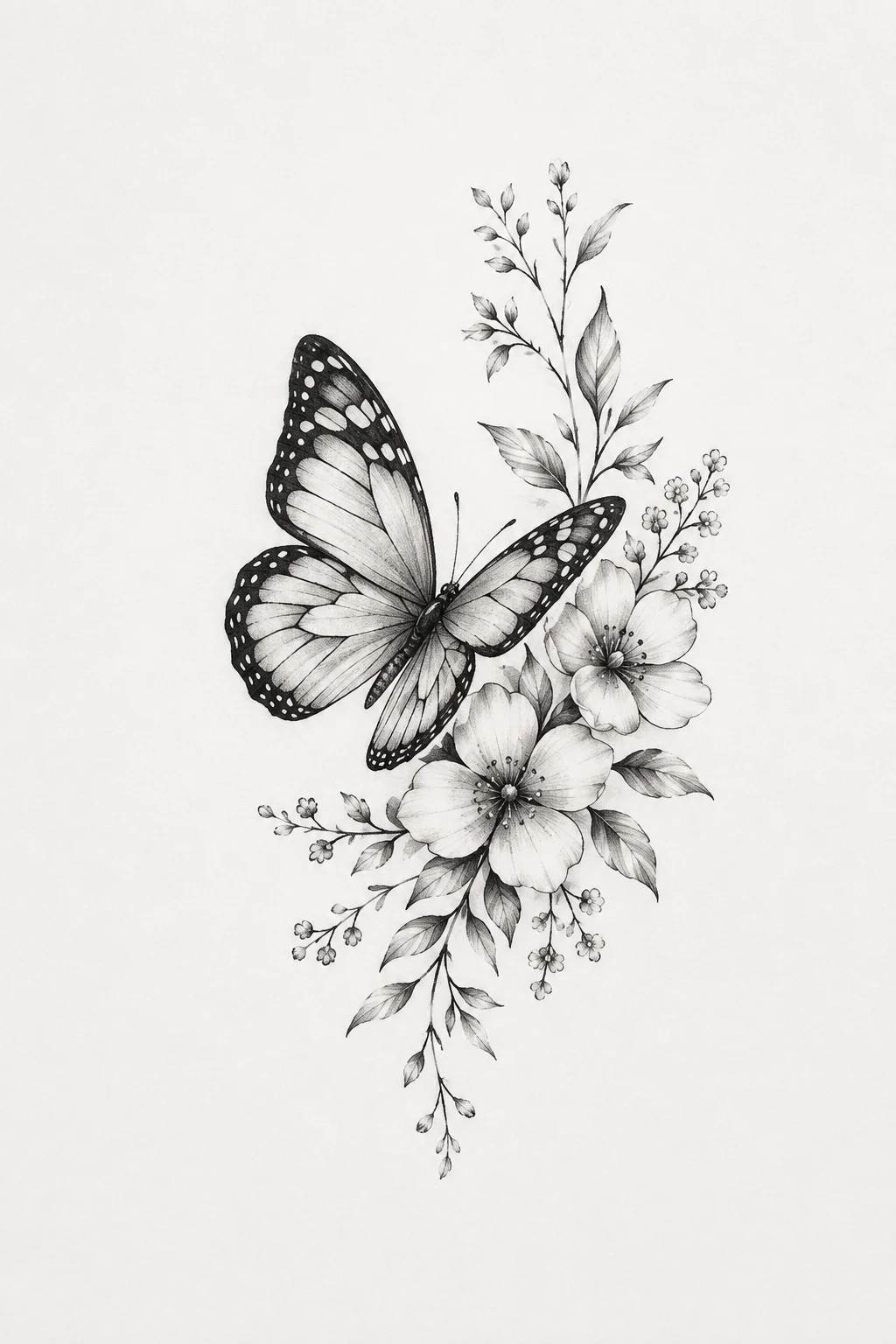 Small Butterfly Tattoo with Flowers — small butterfly tattoo style outfit