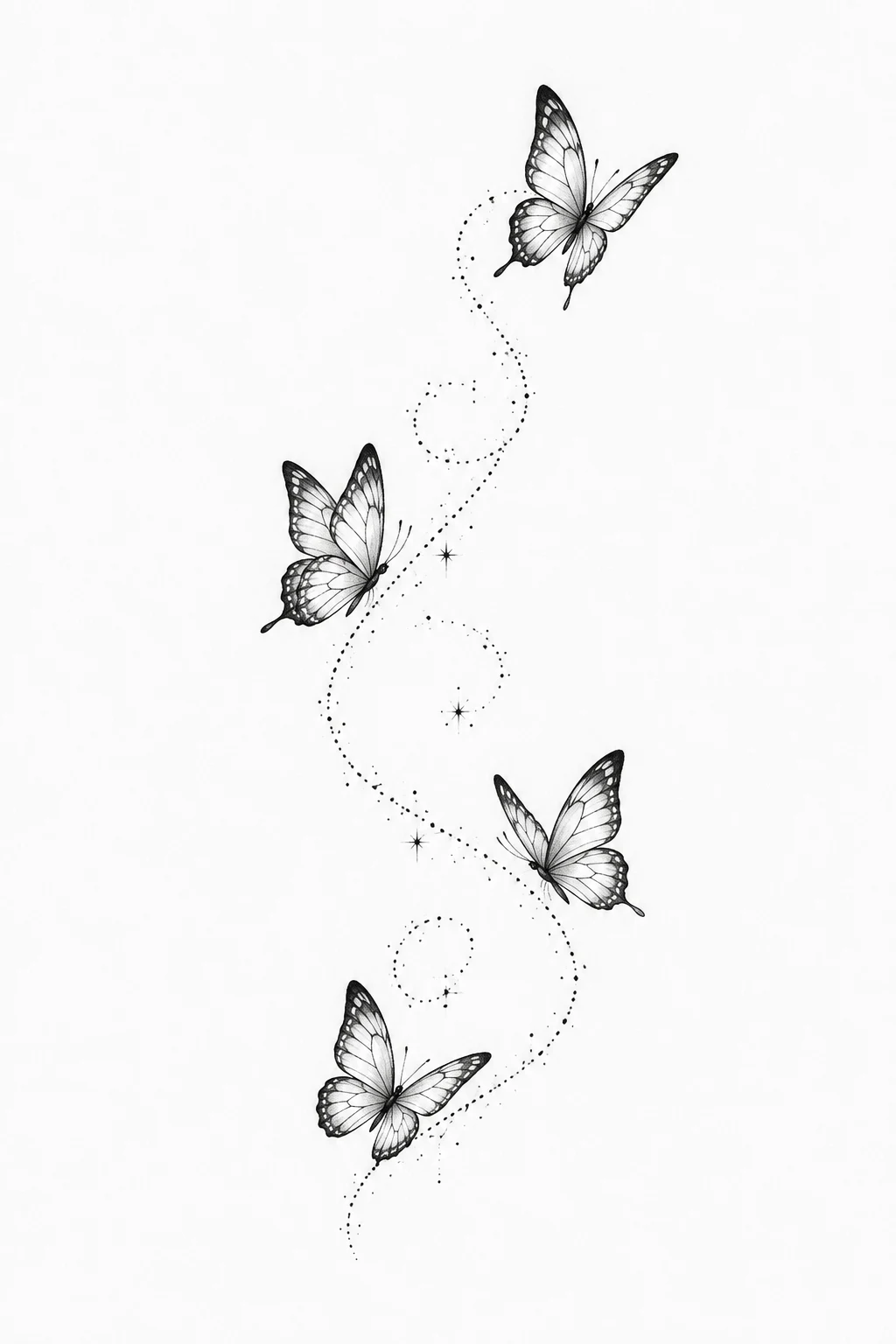 Flying Butterfly Tattoo Trail — small butterfly tattoo style outfit
