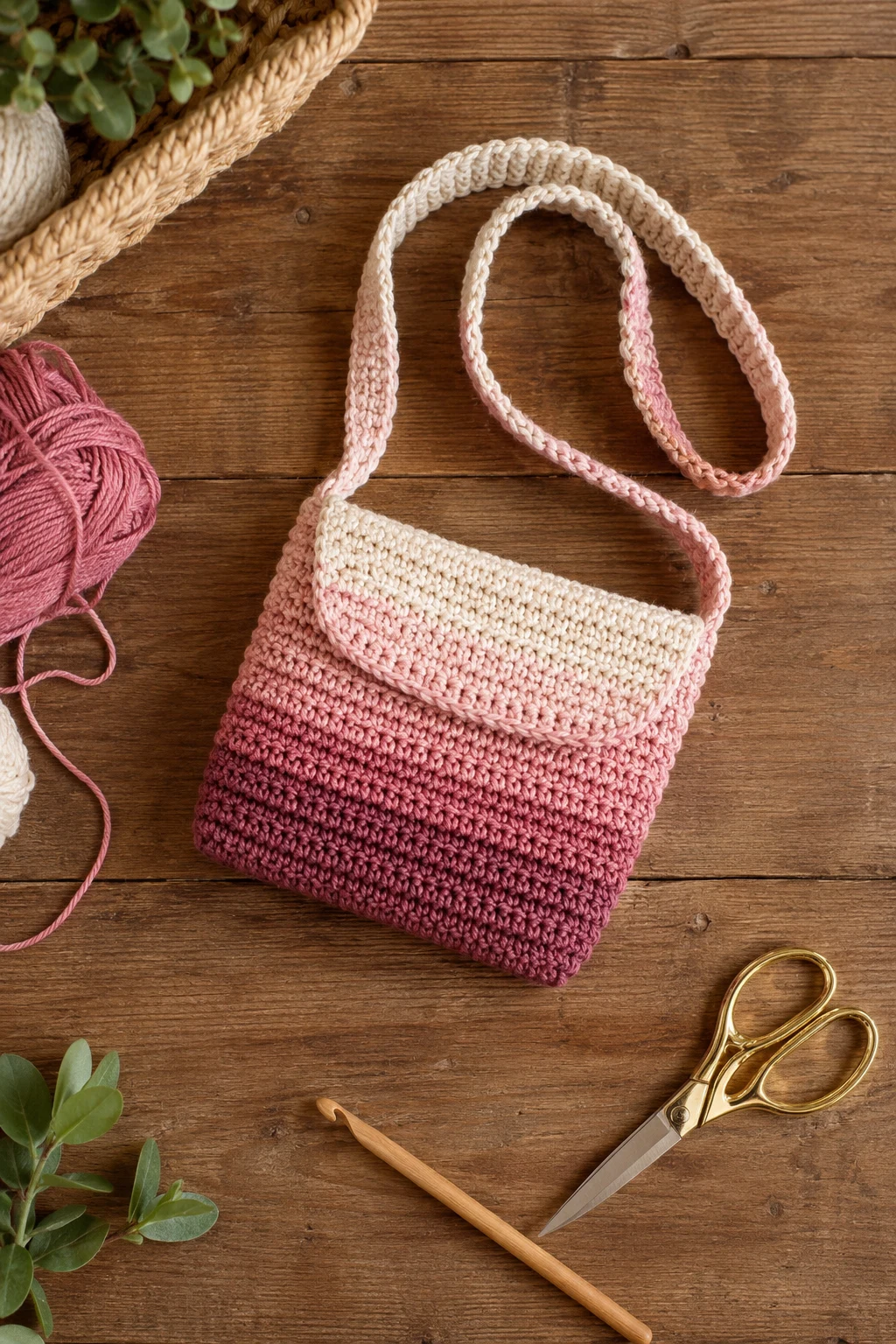 Ombre Messenger Bag — small crochet bag style outfit