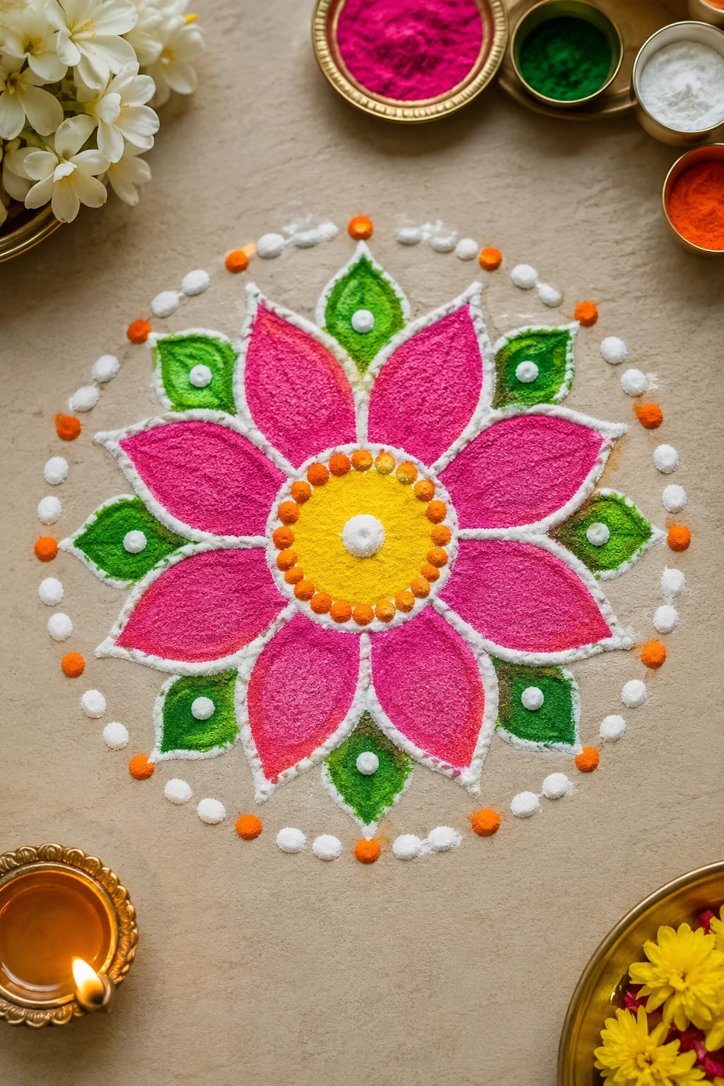Classic Lotus Circle — Small Rangoli Design — small rangoli design style outfit