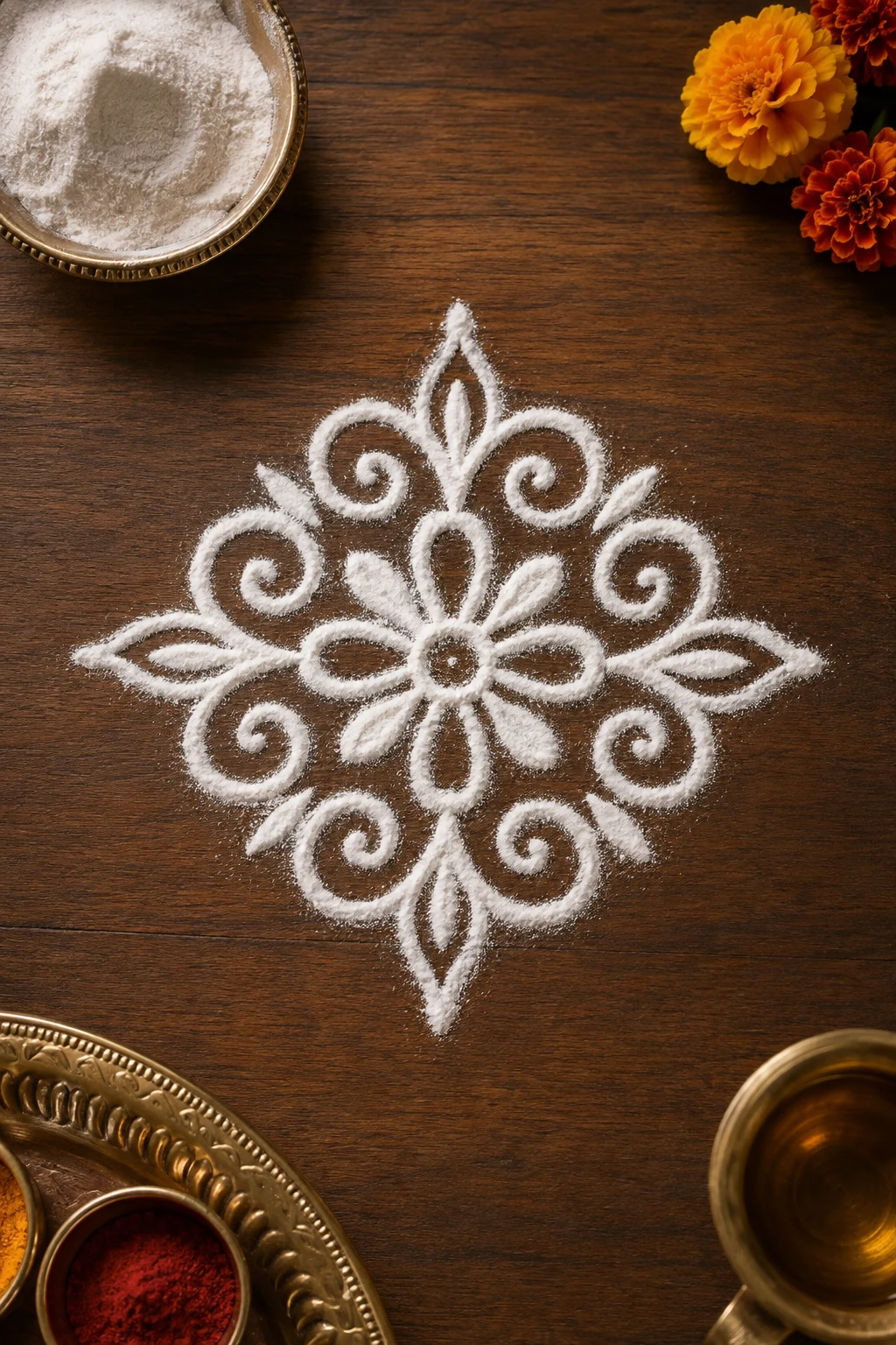 Rice Flour Traditional Pattern — small rangoli design style outfit