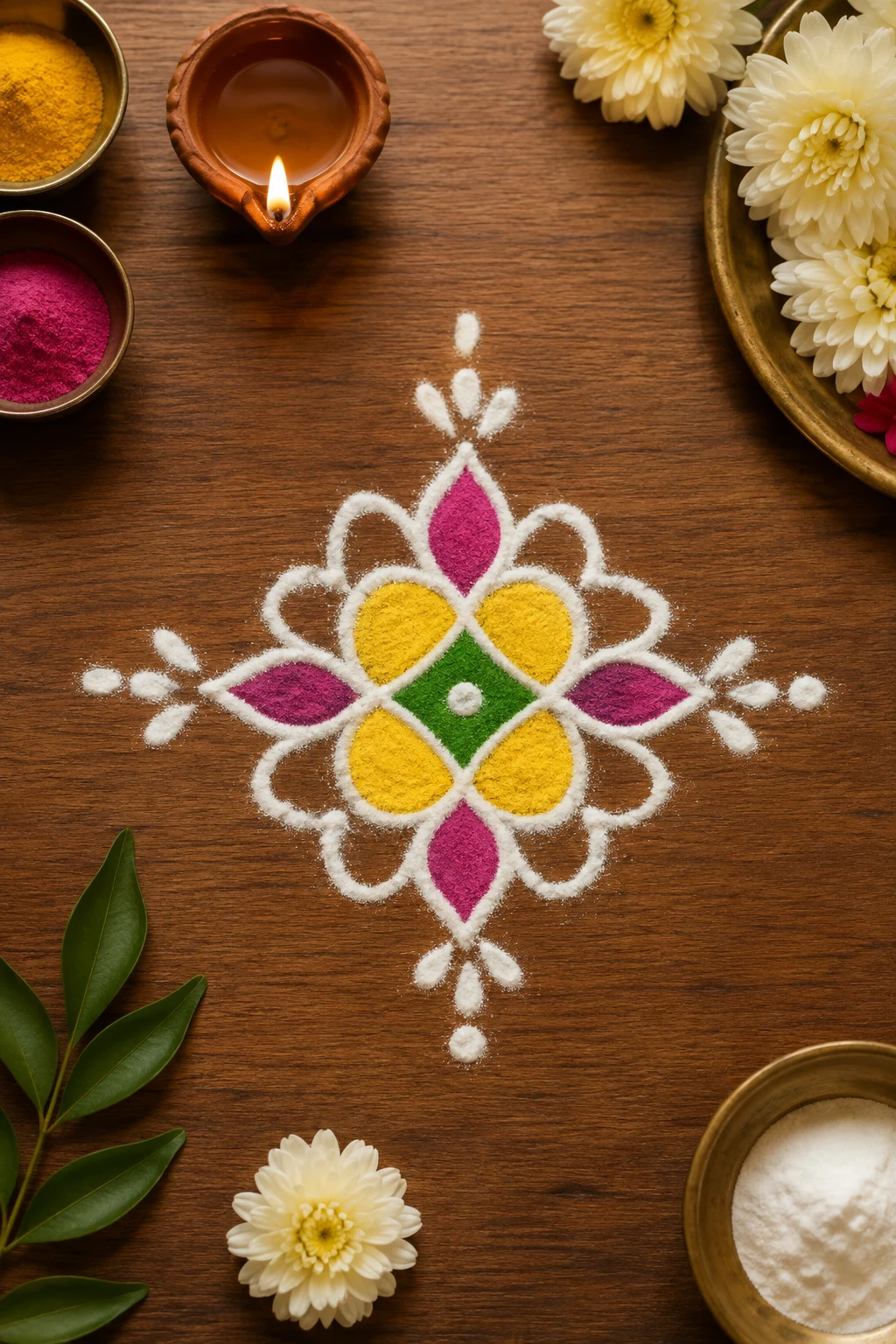 Small Rangoli Designs for Daily Decoration — small rangoli design style outfit