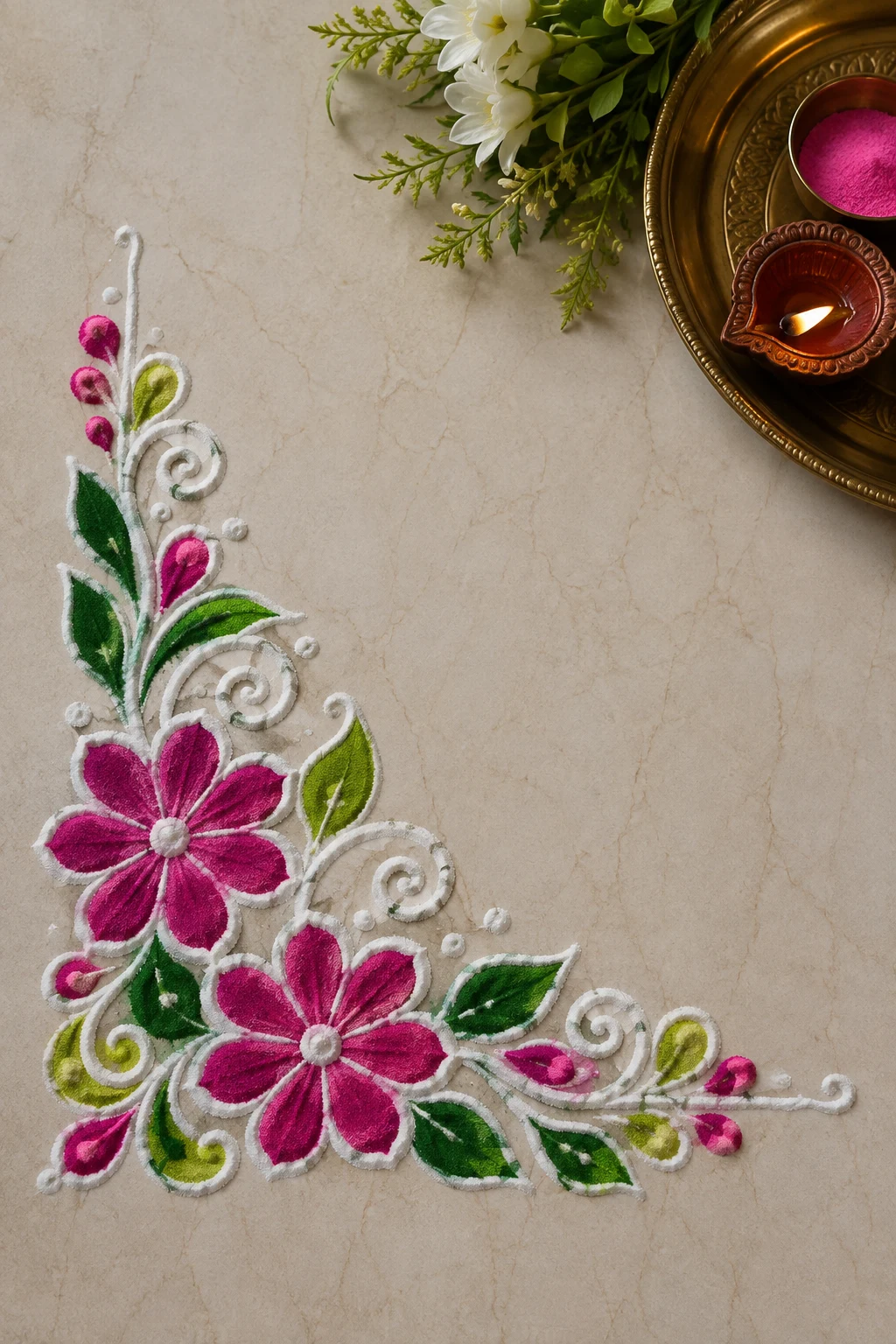 Corner Rangoli — small rangoli design style outfit
