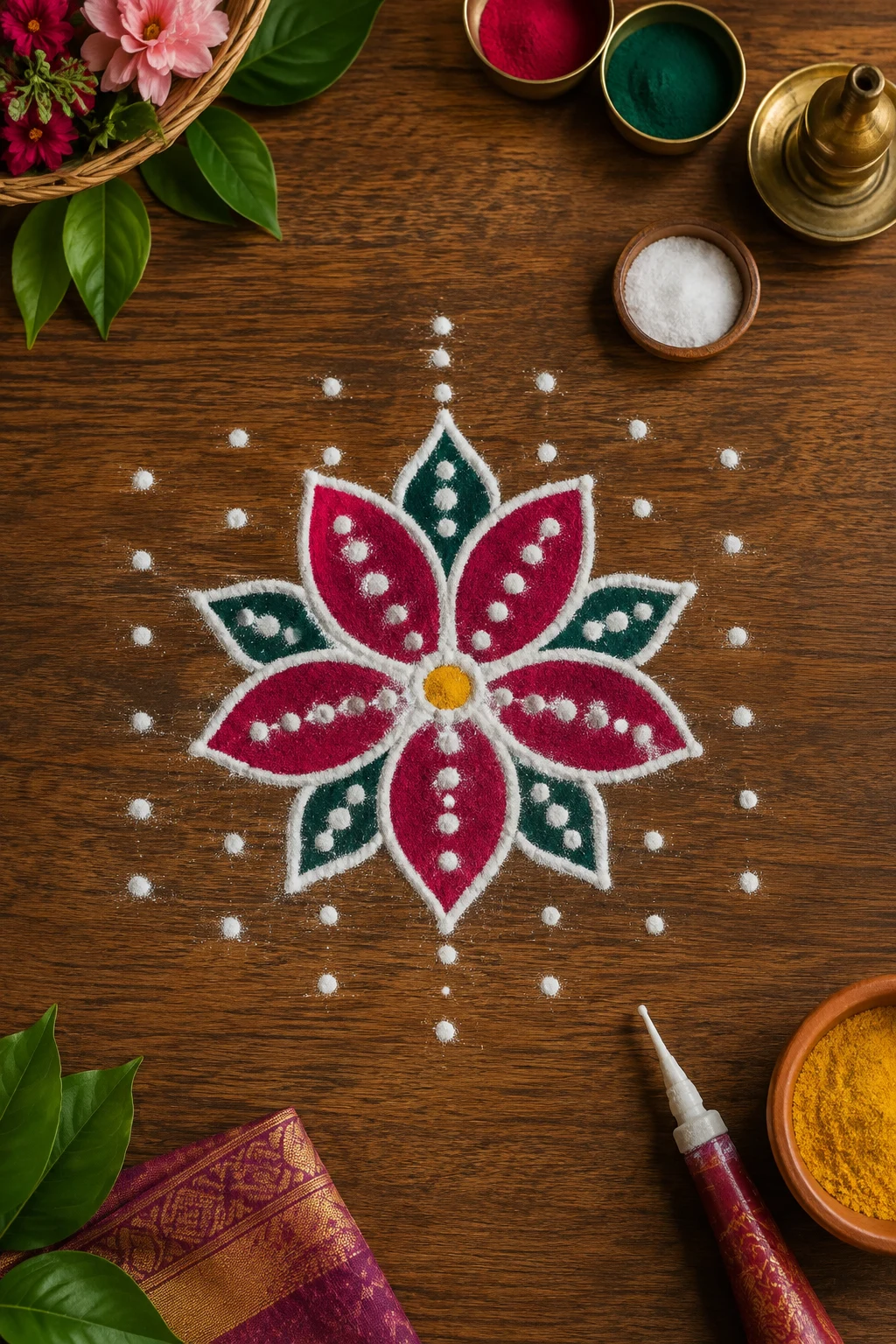 Small Rangoli Designs With Dots — small rangoli design style outfit
