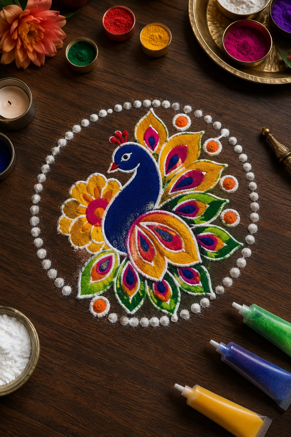 Peacock Miniature — small rangoli design style outfit