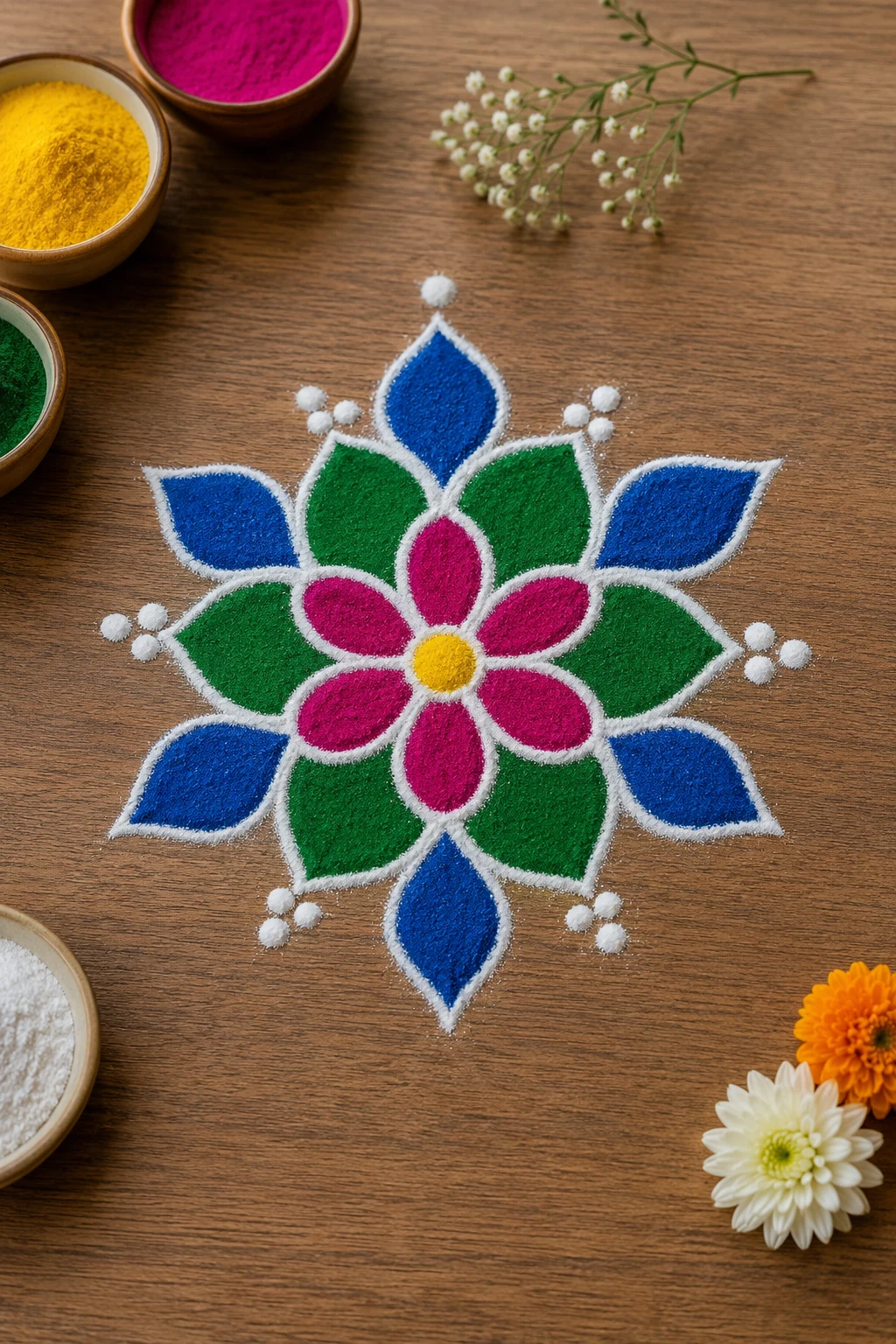 Small Rangoli Designs Simple Enough for Beginners — small rangoli design style outfit
