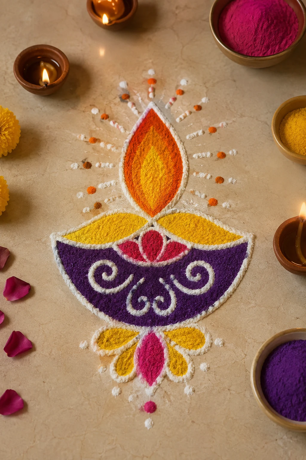 Diya-Inspired Glow — small rangoli design style outfit