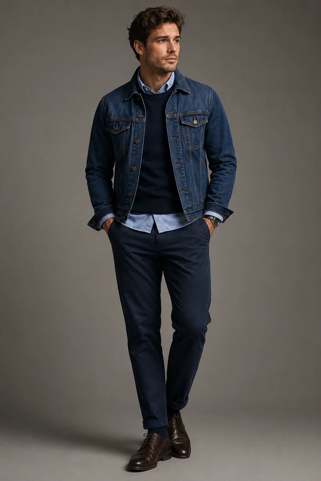 The Smart Denim Layer Game — stylish men outfits casual classy style outfit, worn by a stylish man