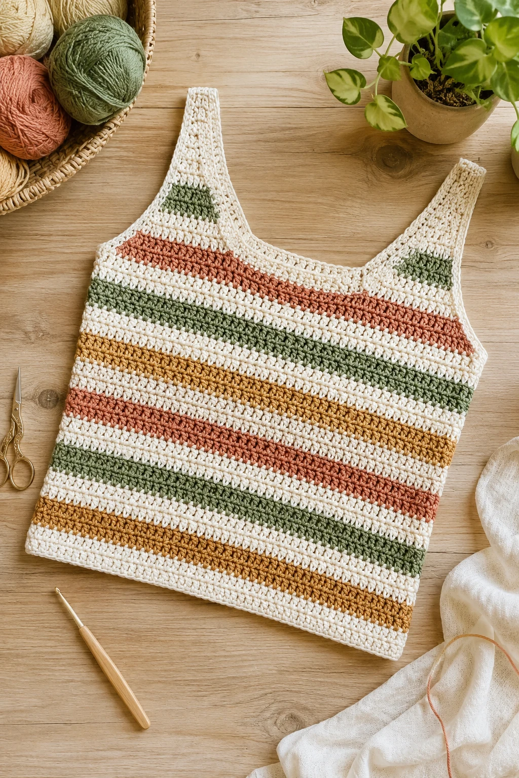 Striped Crochet Tank Top — Summer Crochet Ideas style outfit
