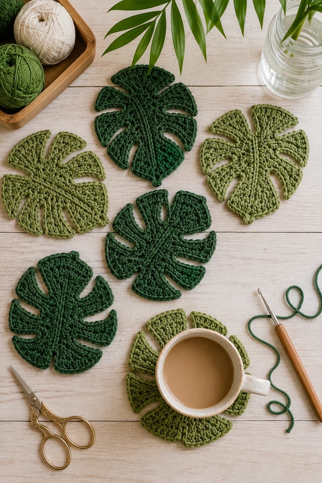 Tropical Leaf Coaster Set — Summer Crochet Ideas style outfit