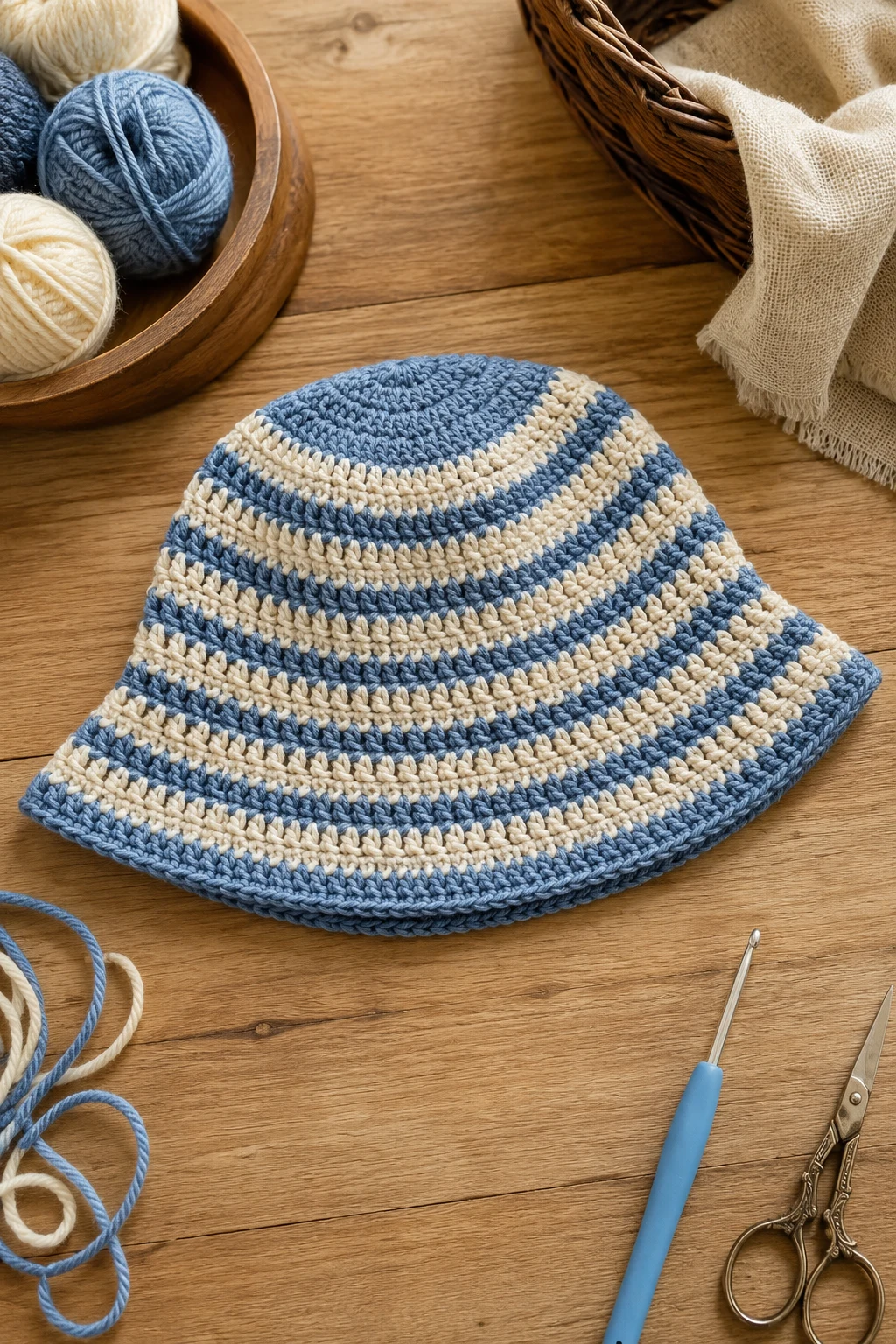 Striped Bucket Hat — Summer Crochet Ideas style outfit