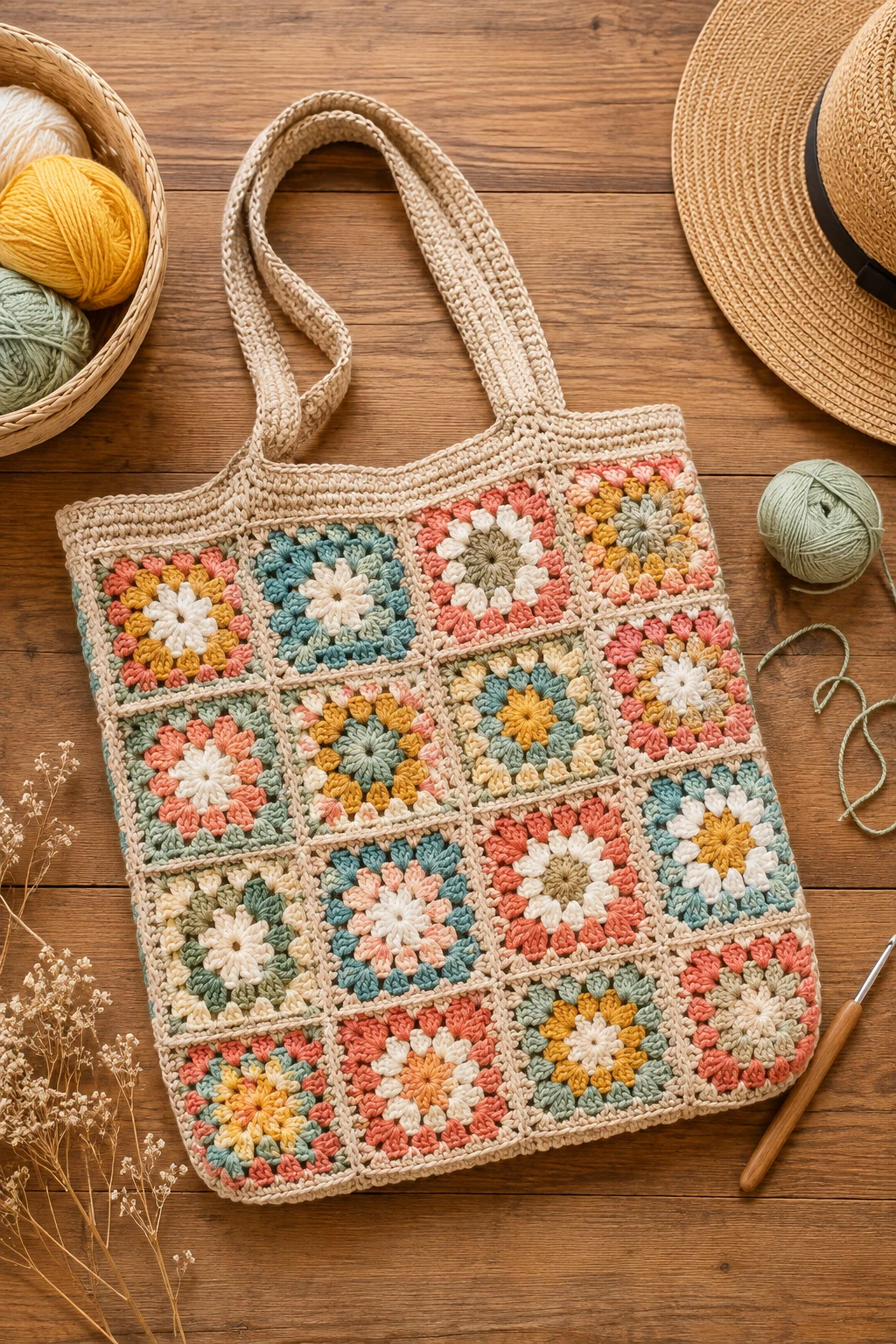 Granny Square Beach Bag — Summer Crochet Ideas style outfit