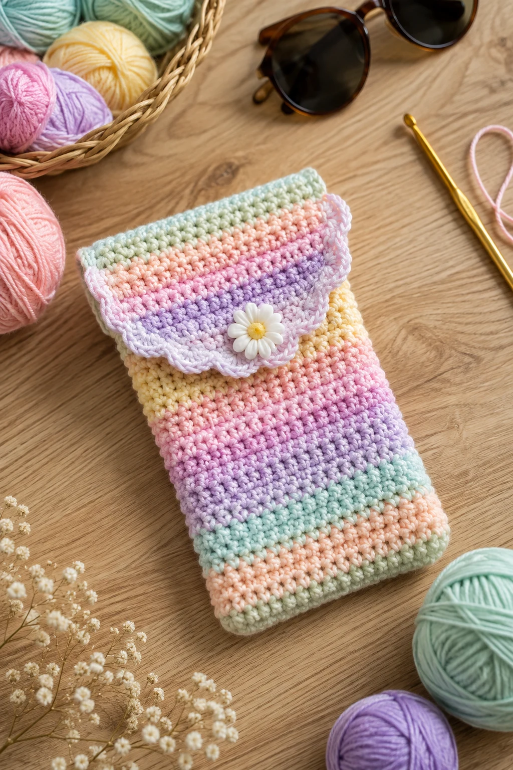 Pastel Crochet Sunglasses Case — Summer Crochet Ideas style outfit