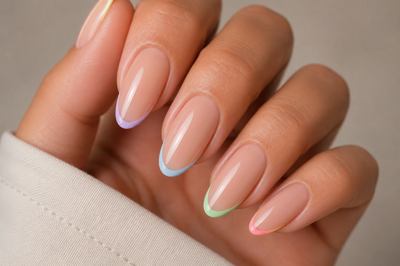 Micro-French Rainbow Tips — summer nails 2026 trends style outfit