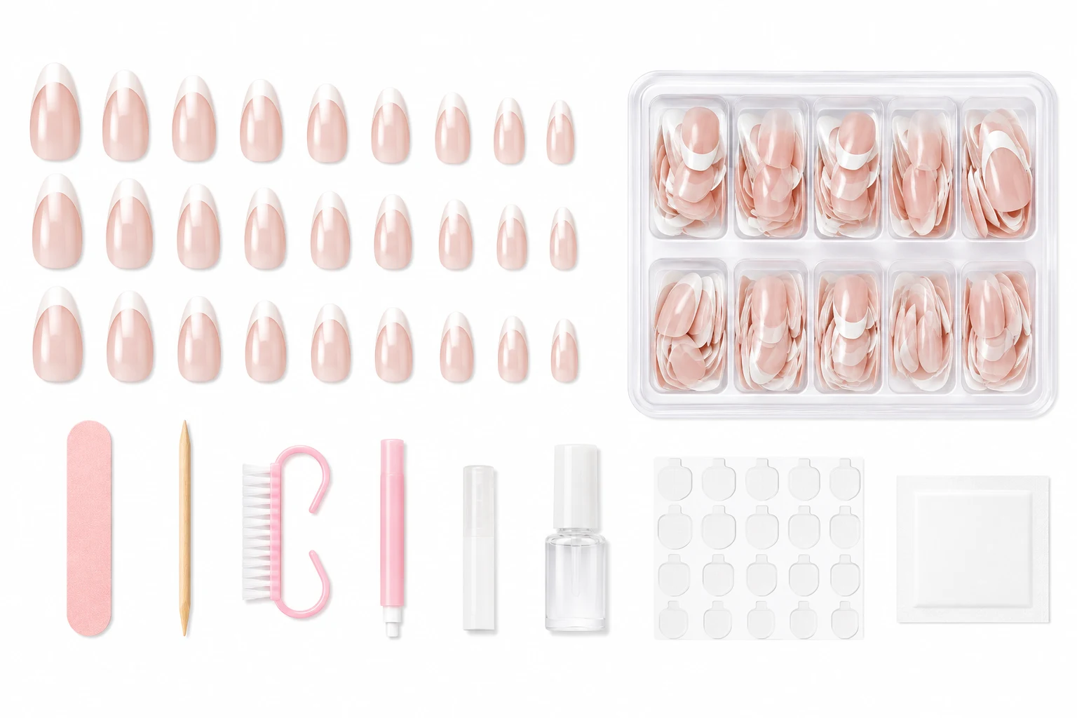 Beetles French Tip Press On Nail Kit Short Almond 224pcs