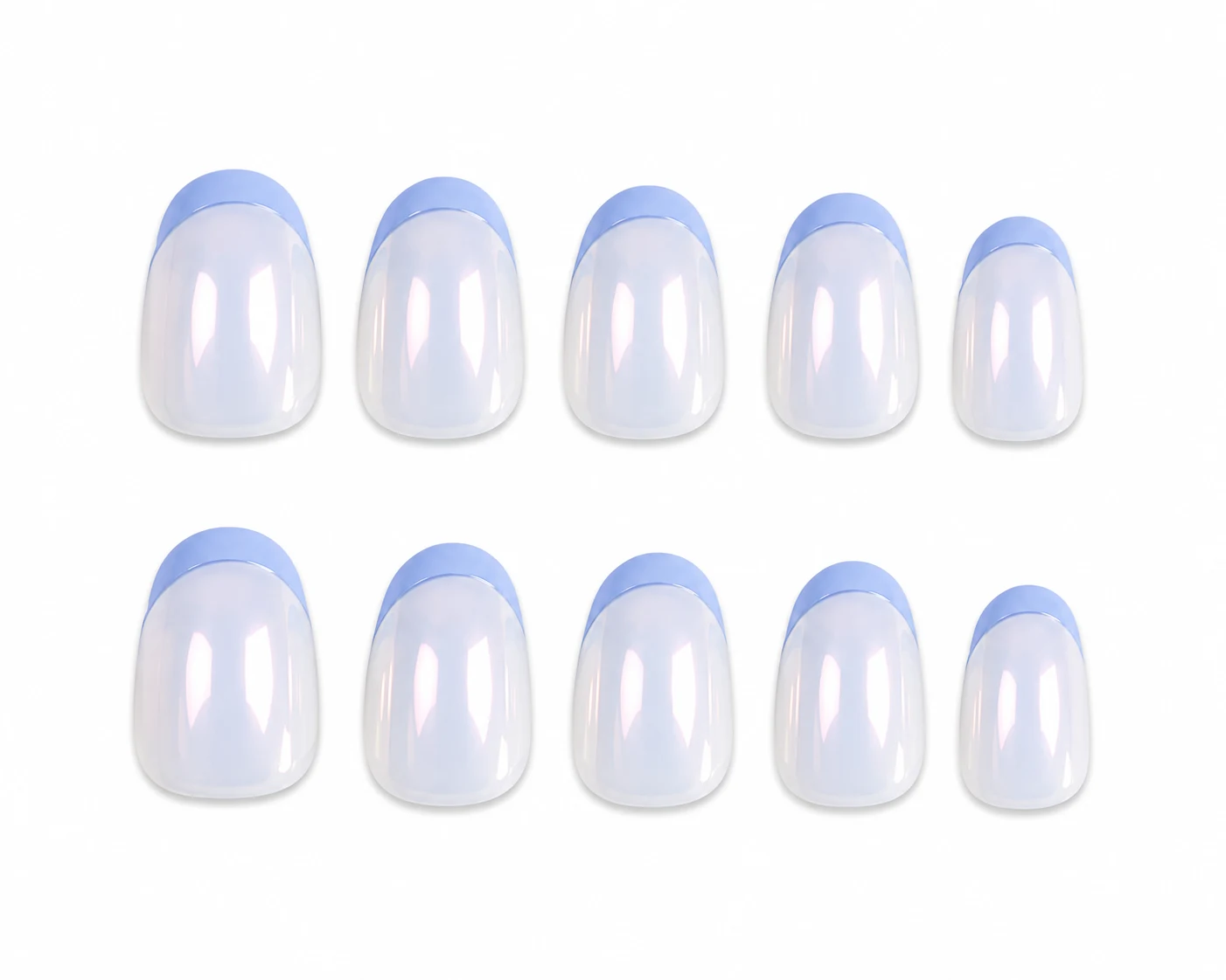 Glamnetic Press On Nails - Into Blue | Glazed Short Oval Fake Nails with Periwinkle French Tips