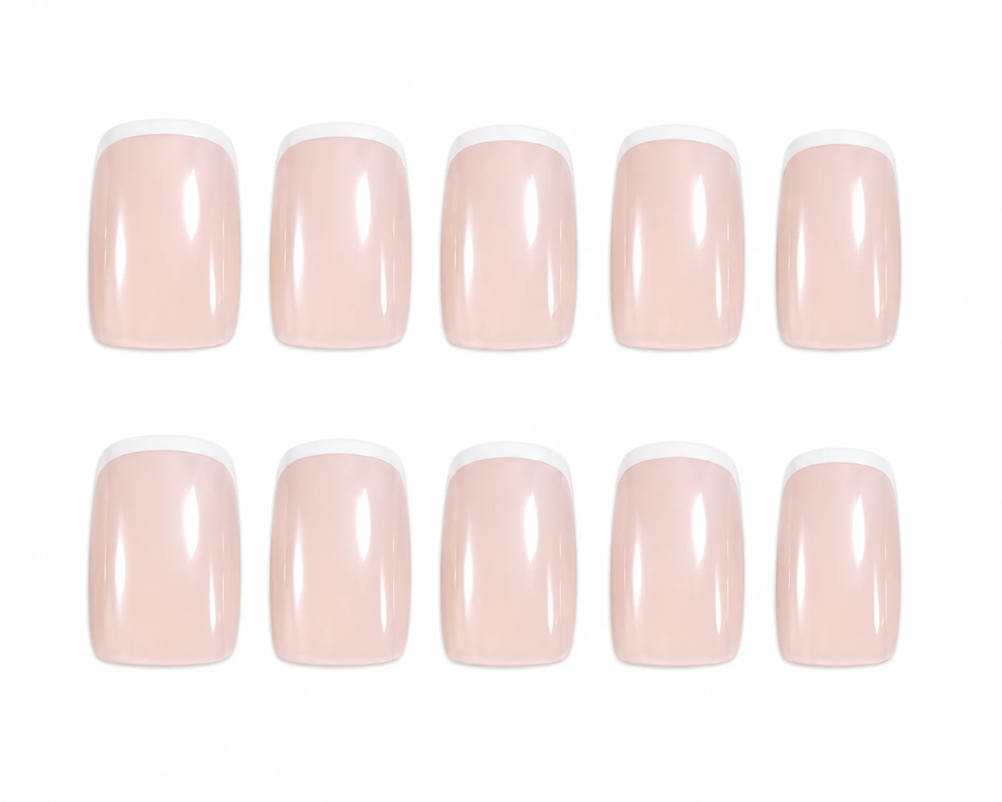 Glamnetic Press On Nails - Classy French | Medium Square Fake Nails, Trendy Micro French Tip
