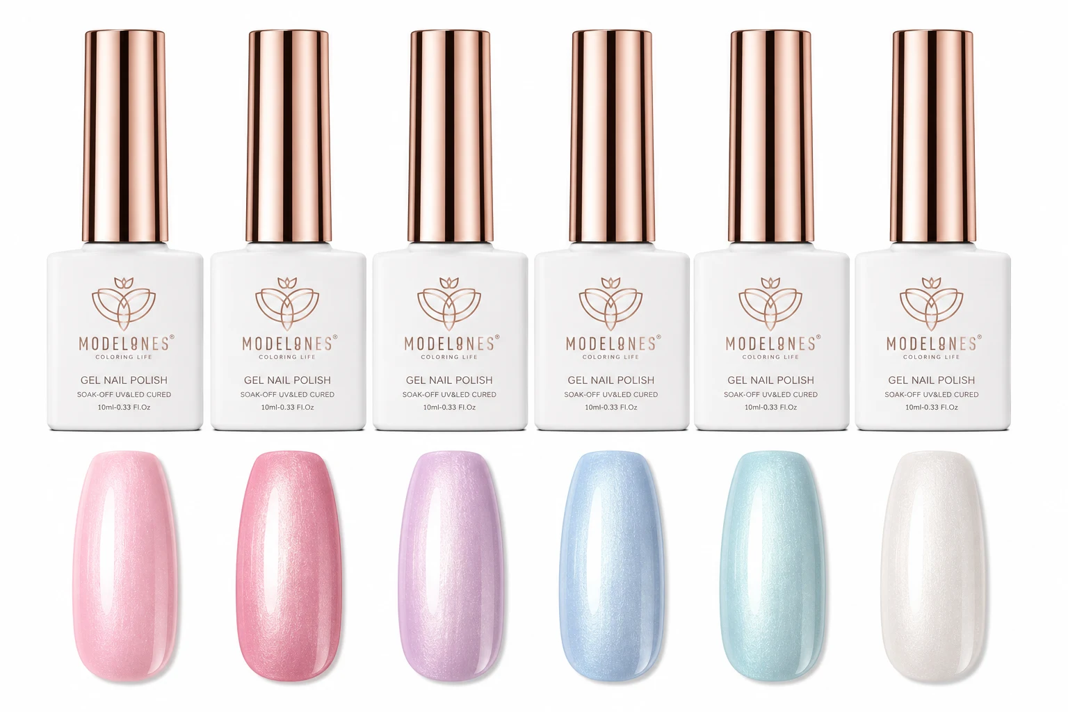 modelones Gel Nail Polish Set 6 Colors Pink Blue Pearl