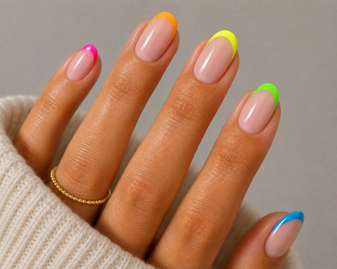 Neon French Mix — summer nails inspiration style outfit