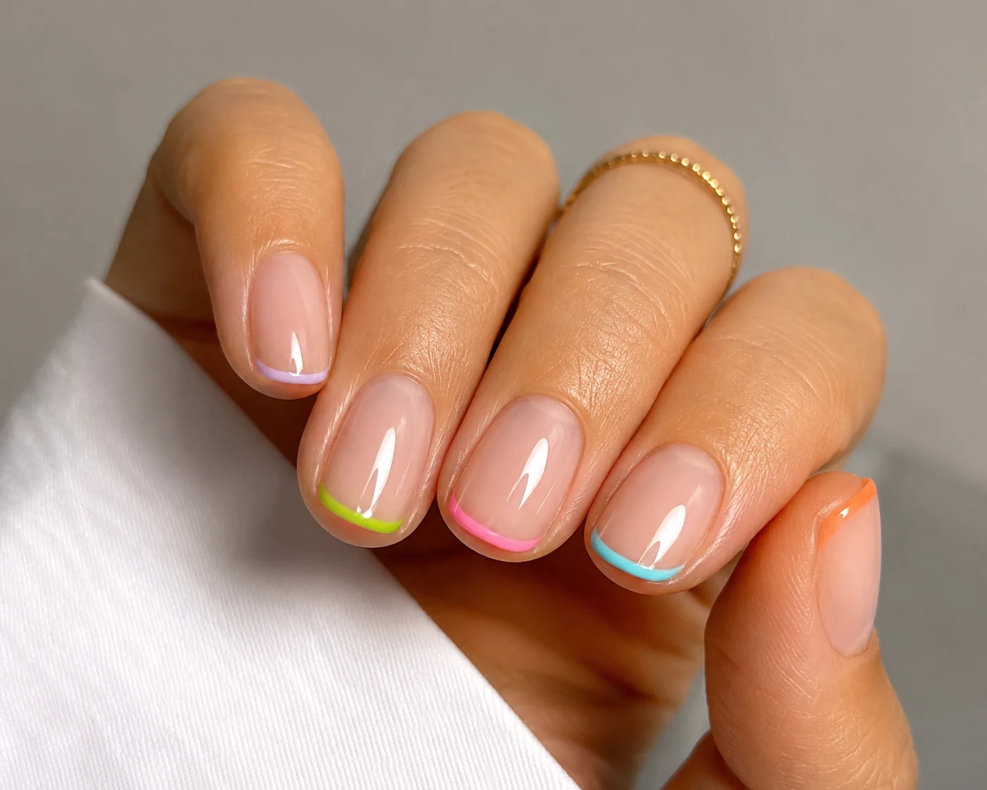 Colorful Micro-French — summer nails inspiration style outfit