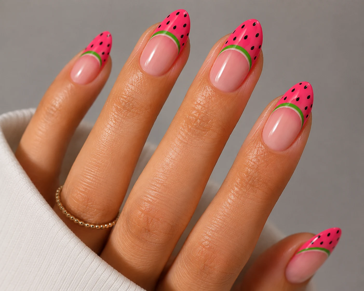 Pink Watermelon Tips — summer nails inspiration style outfit