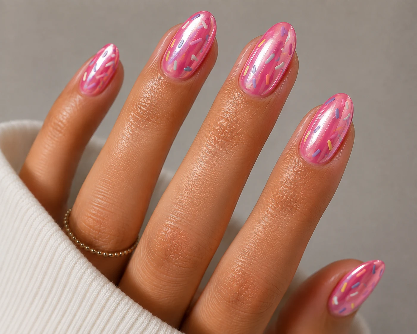 Pink Chrome Donuts — summer nails inspiration style outfit