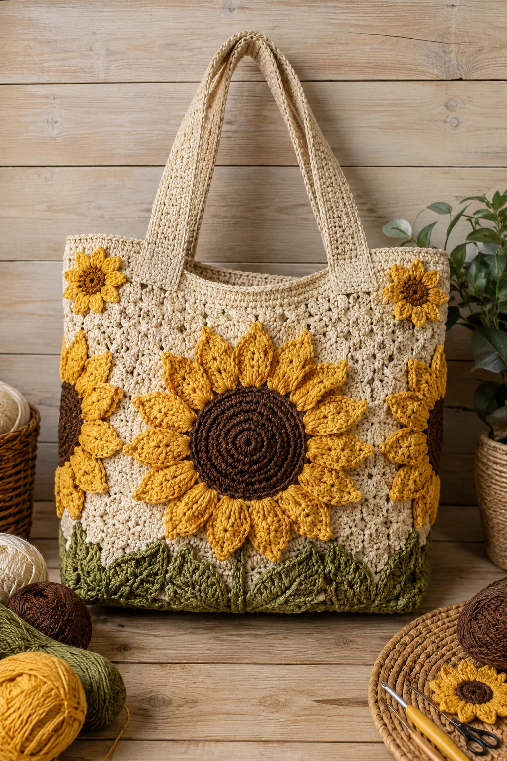 Oversized Beach Bag — sunflower crochet bag style outfit