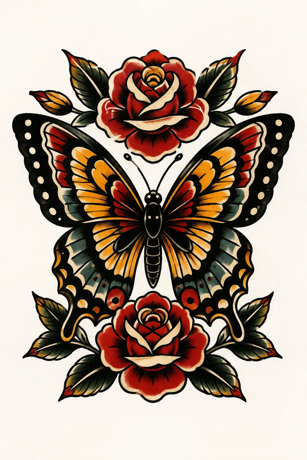 Bold Traditional Tattoo Butterfly with Vintage Flair — tattoo butterfly style outfit