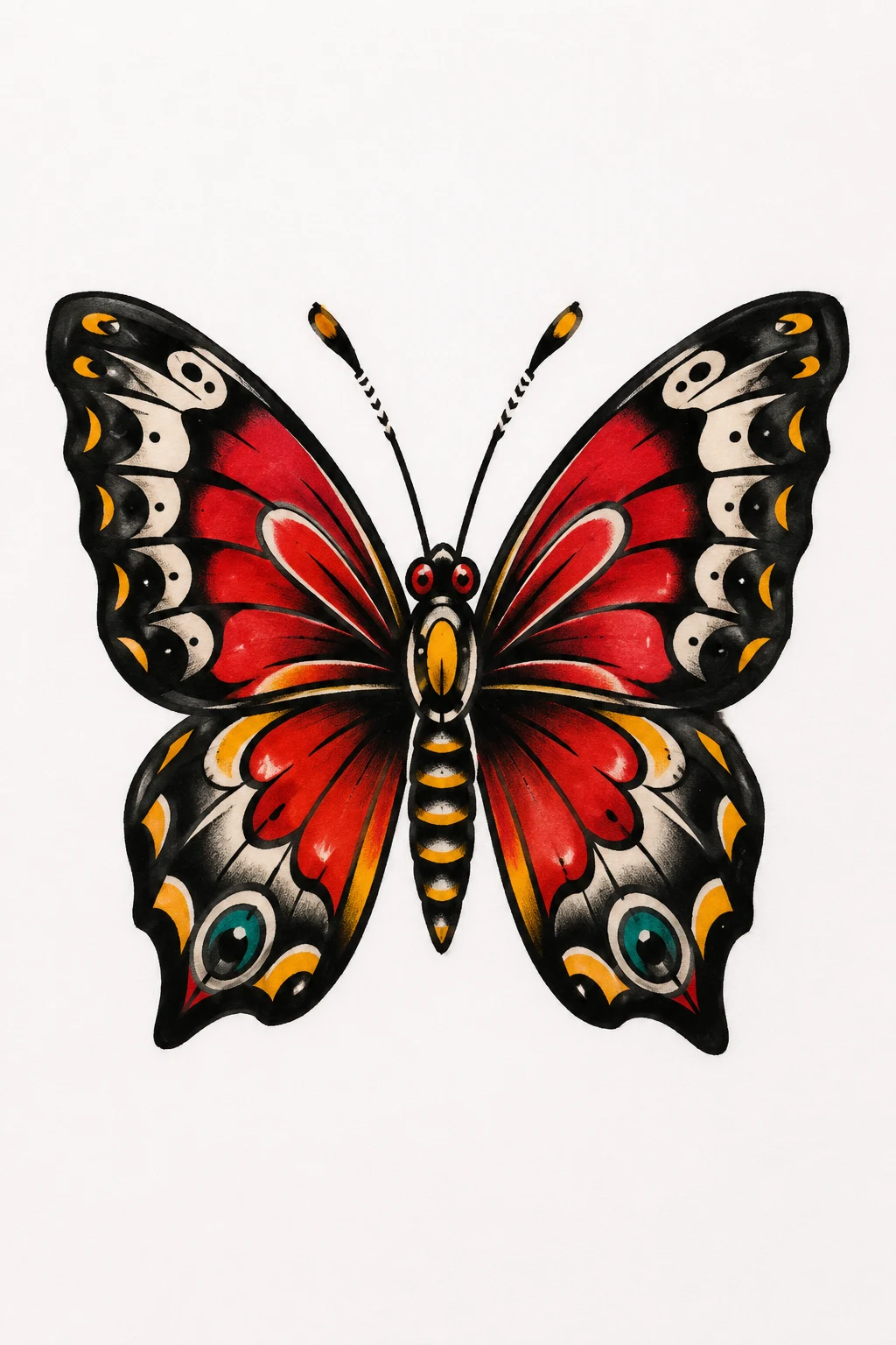 Classic Ruby Wing Butterfly — traditional butterfly tattoo style outfit