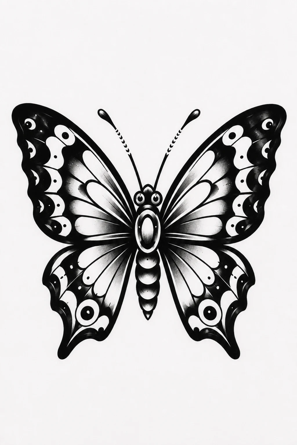 Black and White Butterfly — traditional butterfly tattoo style outfit