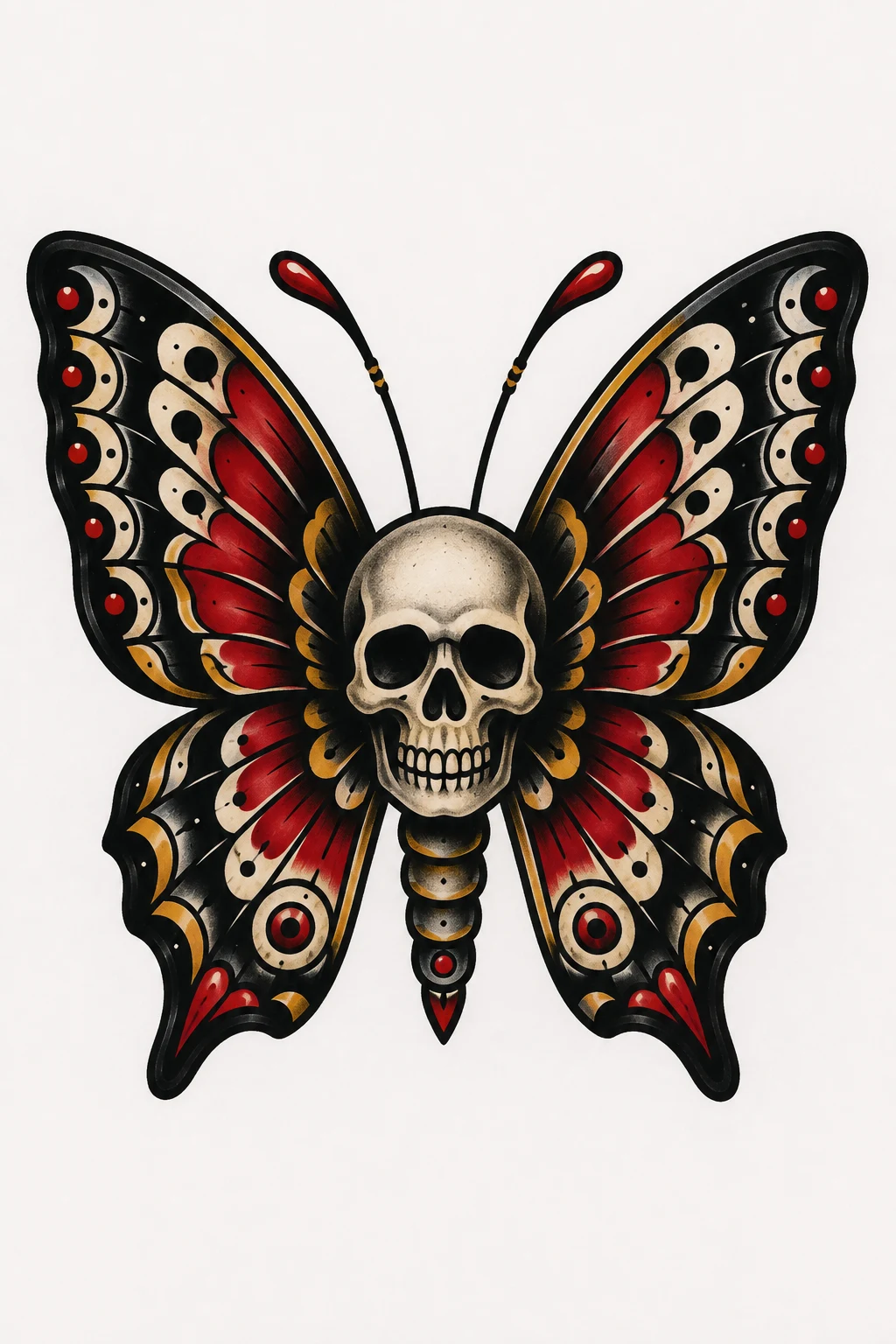 Butterfly With a Skull — traditional butterfly tattoo style outfit