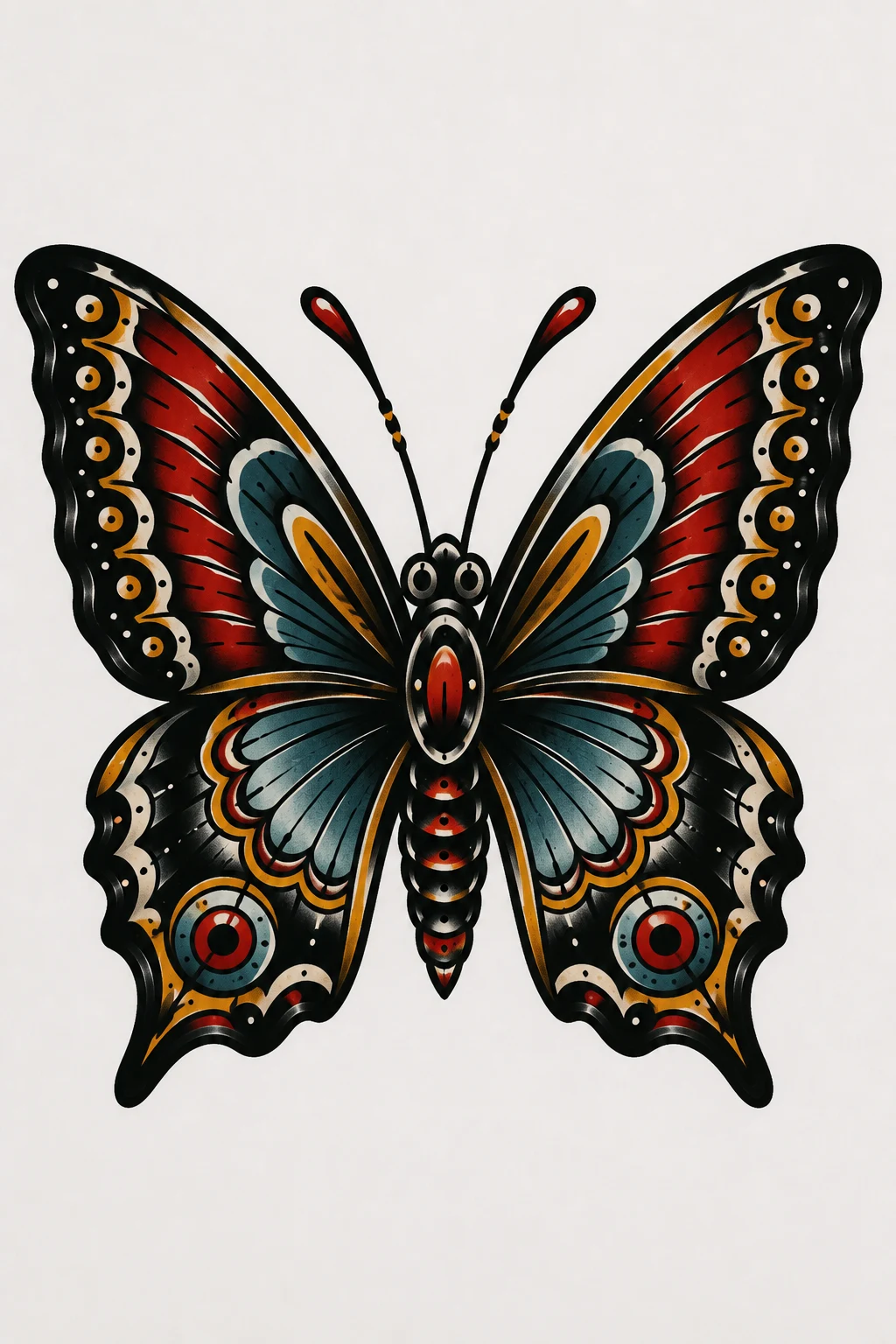 Chest-Worthy Statement Butterfly — traditional butterfly tattoo style outfit